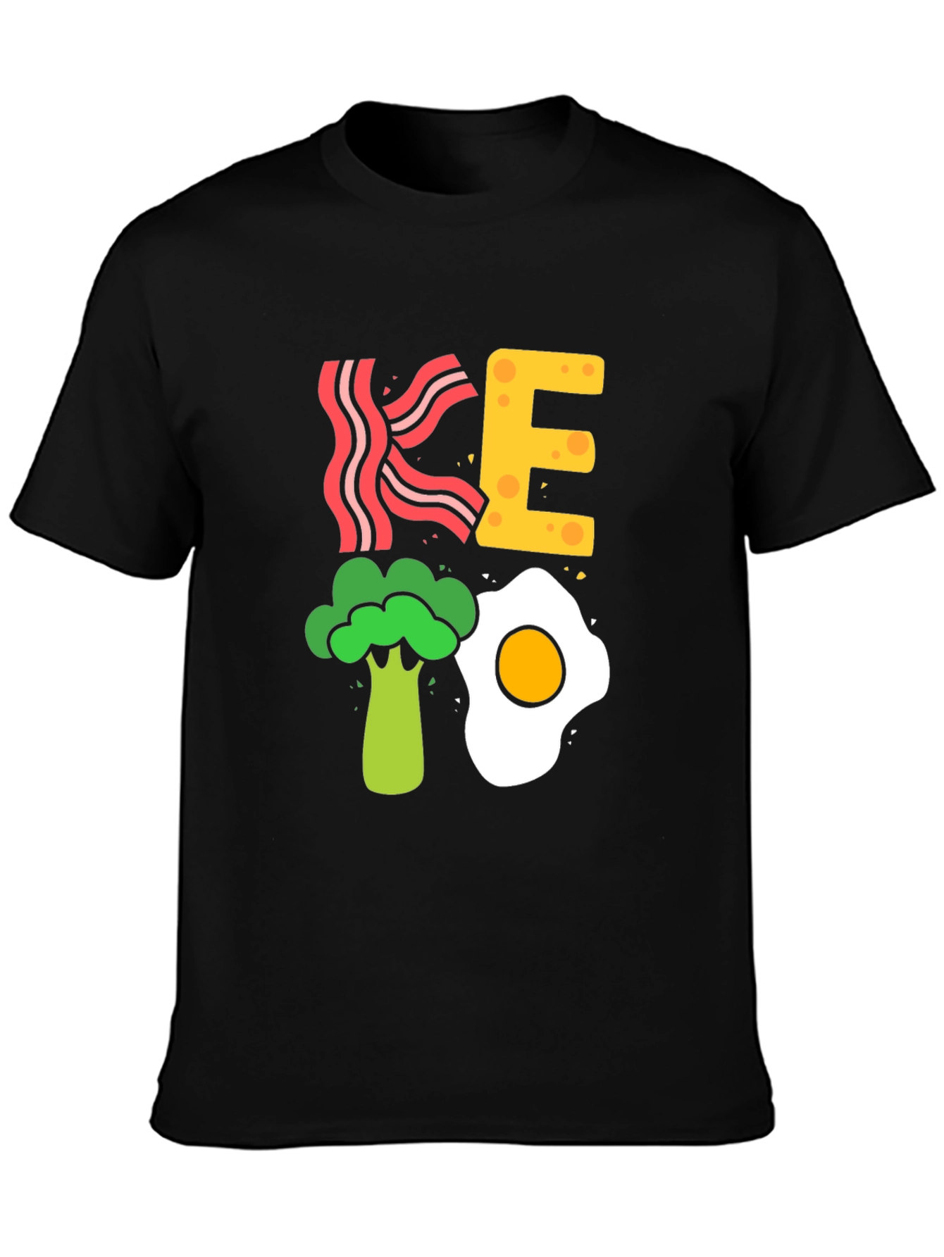 Keto Diet T-Shirt - Bacon Egg and Broccoli Design