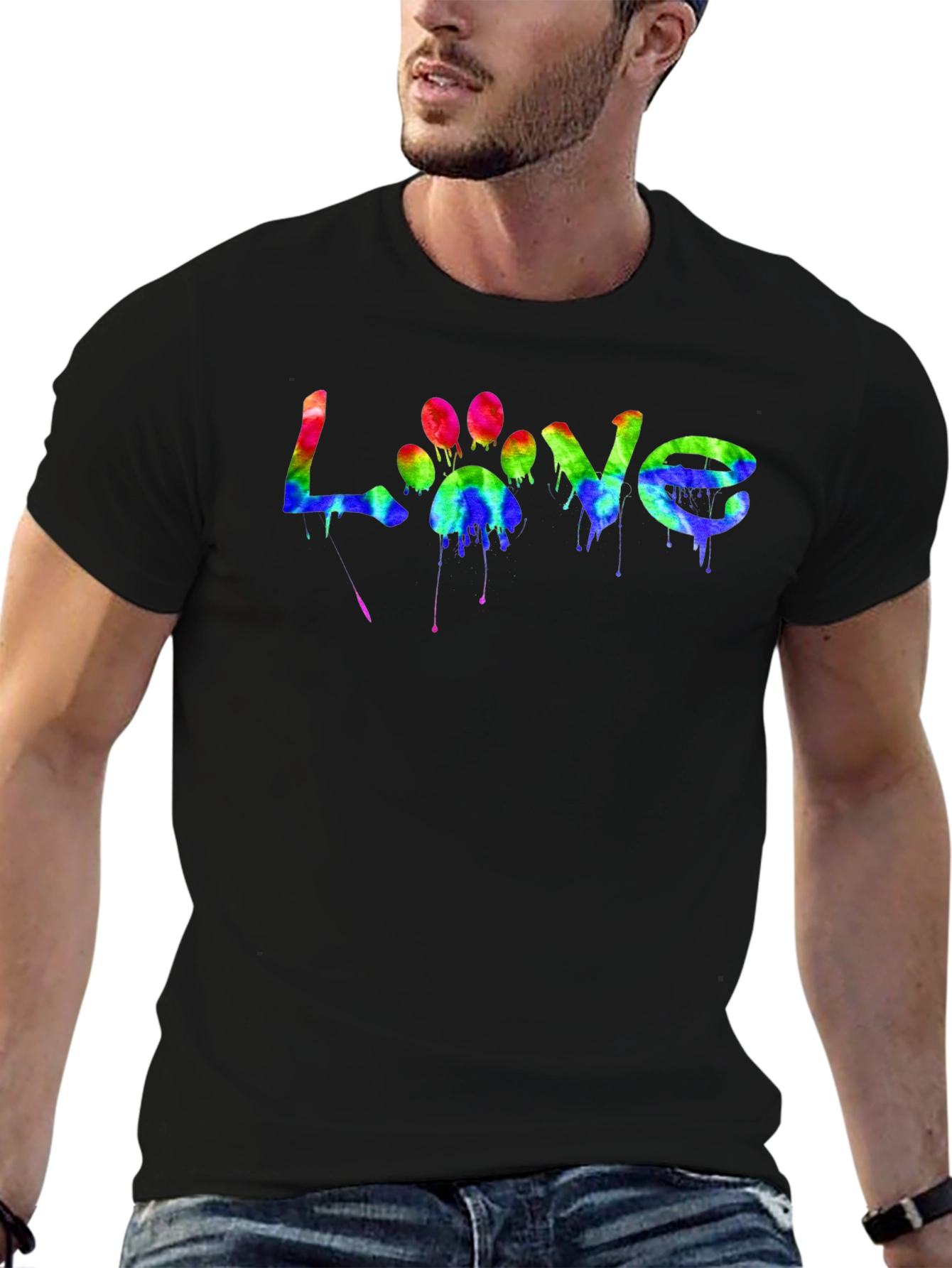 Love Paw Print Tie-Dye Graphic T-Shirt