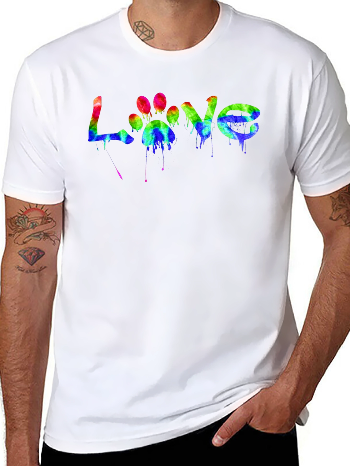 Love Paw Print Tie-Dye Graphic T-Shirt