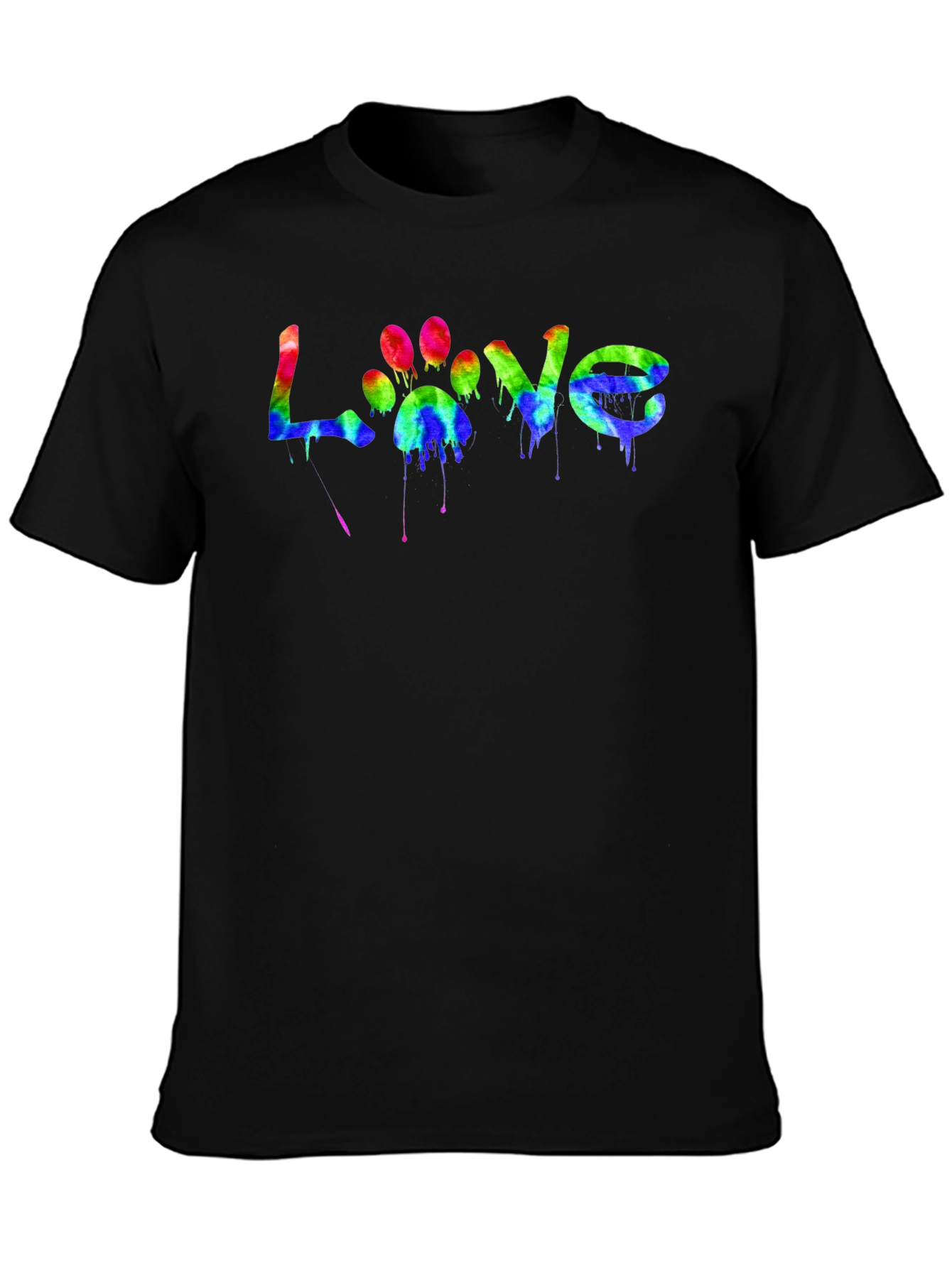 Love Paw Print Tie-Dye Graphic T-Shirt