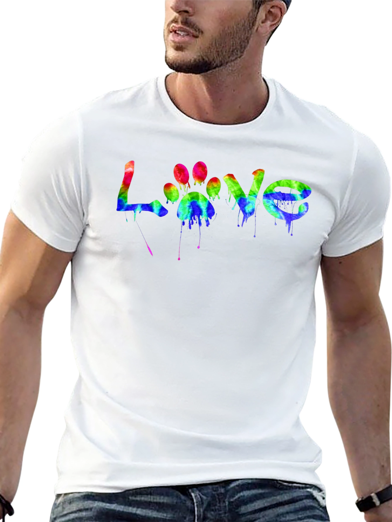 Love Paw Print Tie-Dye Graphic T-Shirt