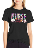 Floral Nurse Graphic T-Shirt
