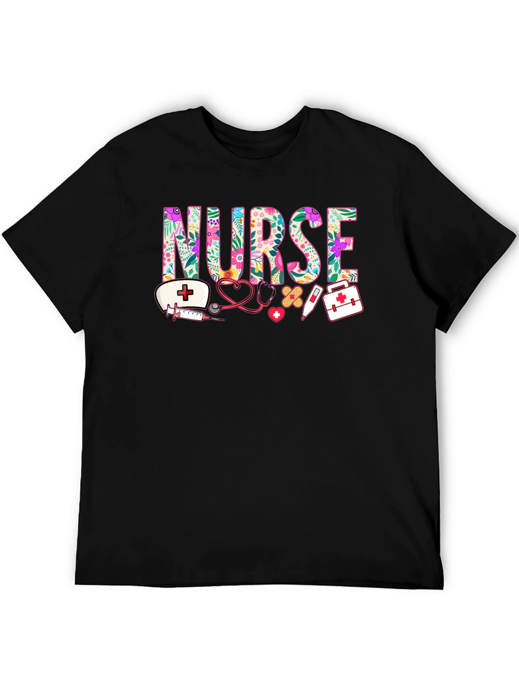 Floral Nurse Graphic T-Shirt