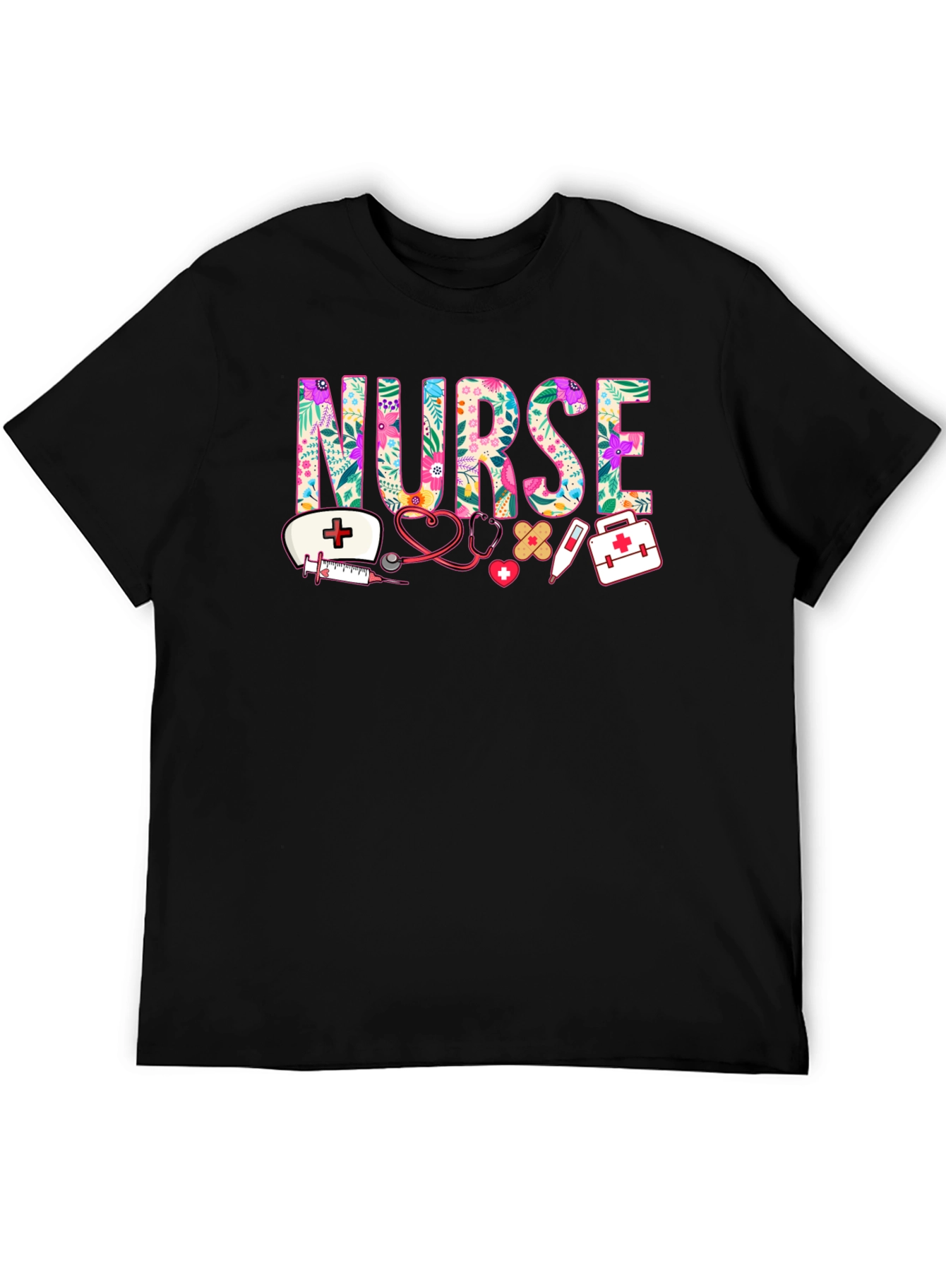 Floral Nurse Graphic T-Shirt