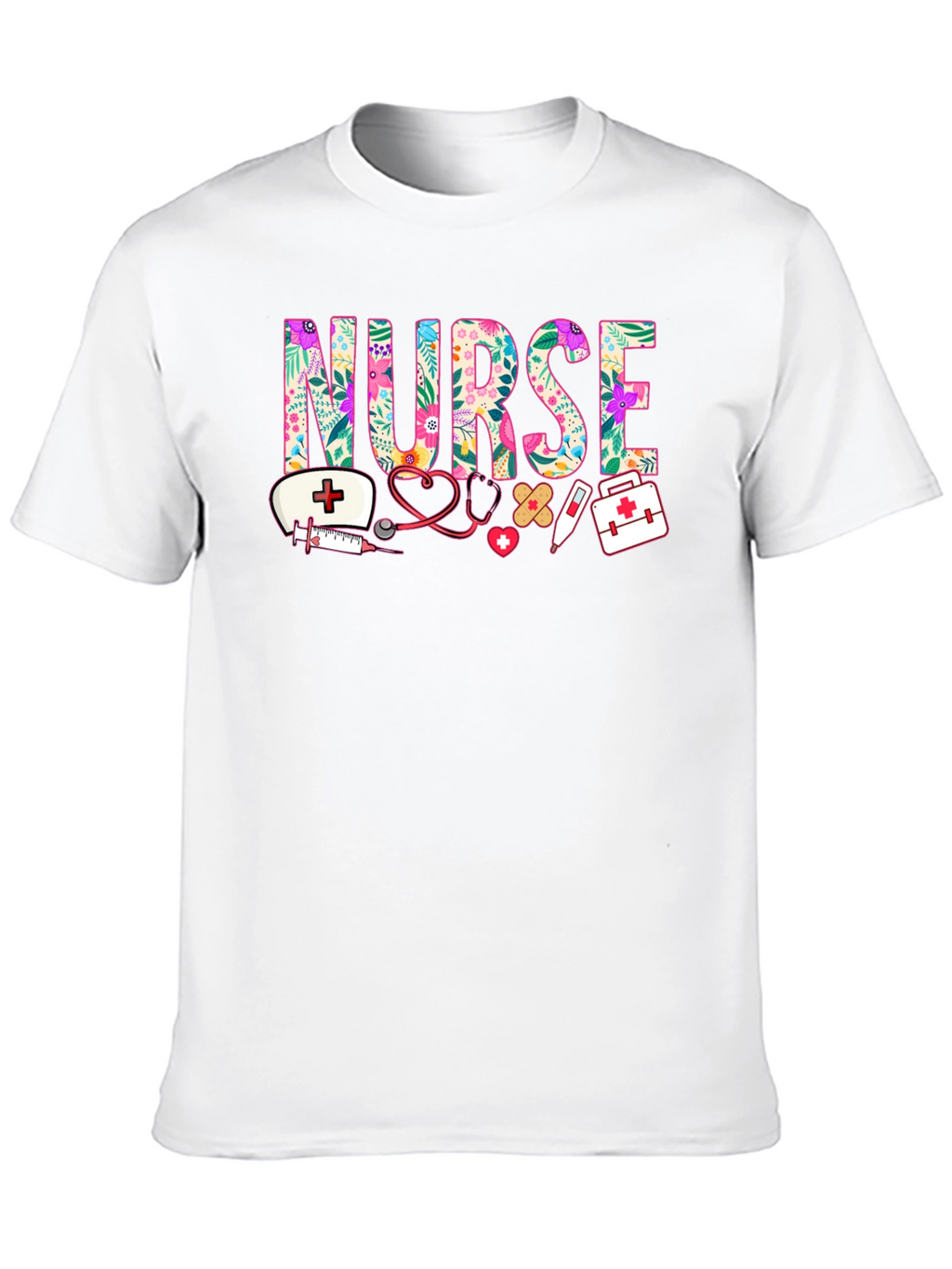 Floral Nurse Graphic T-Shirt