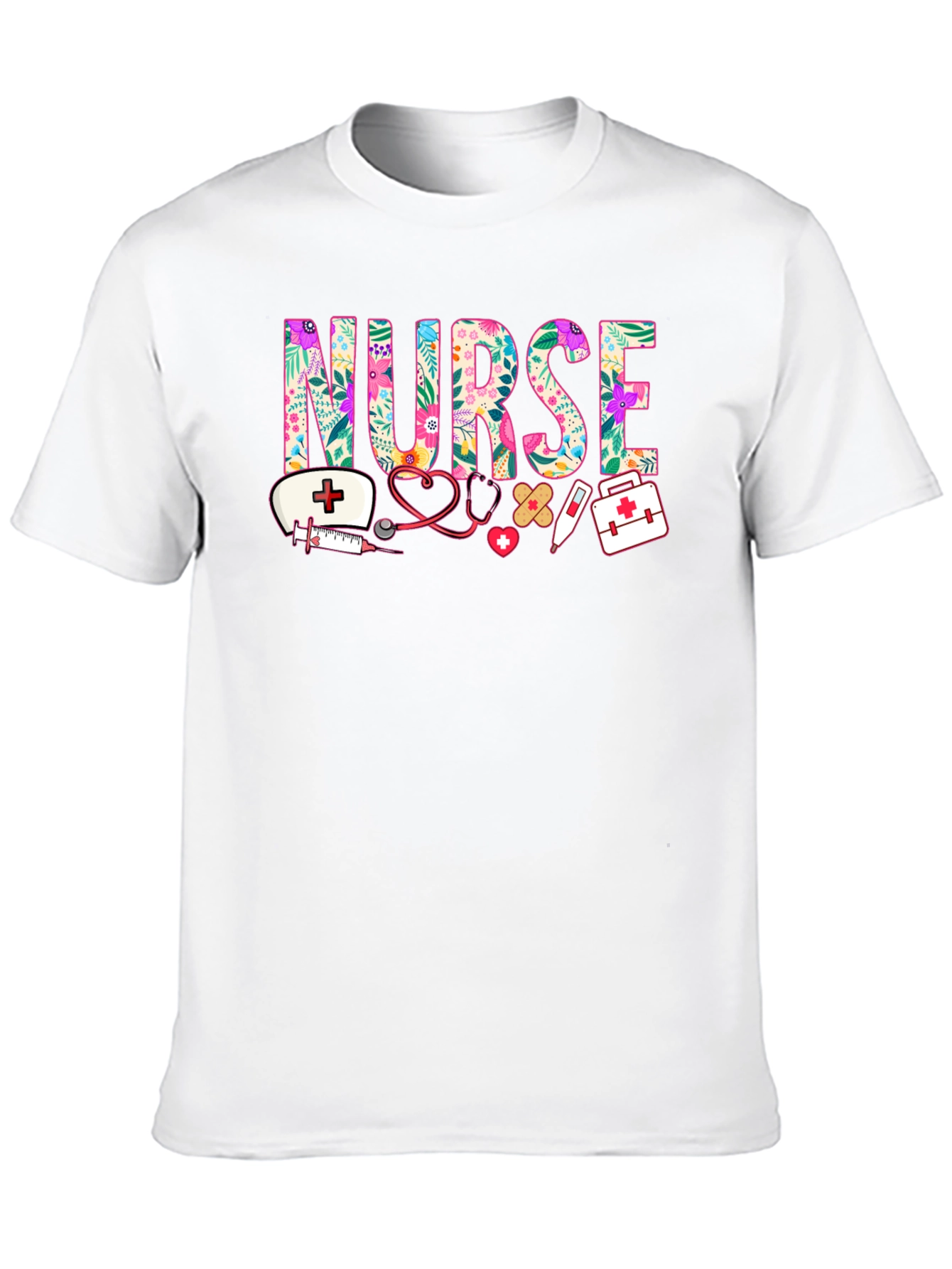 Floral Nurse Graphic T-Shirt