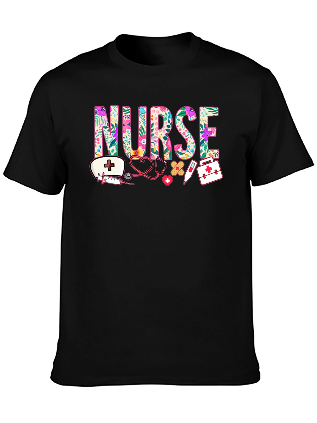 Floral Nurse Graphic T-Shirt