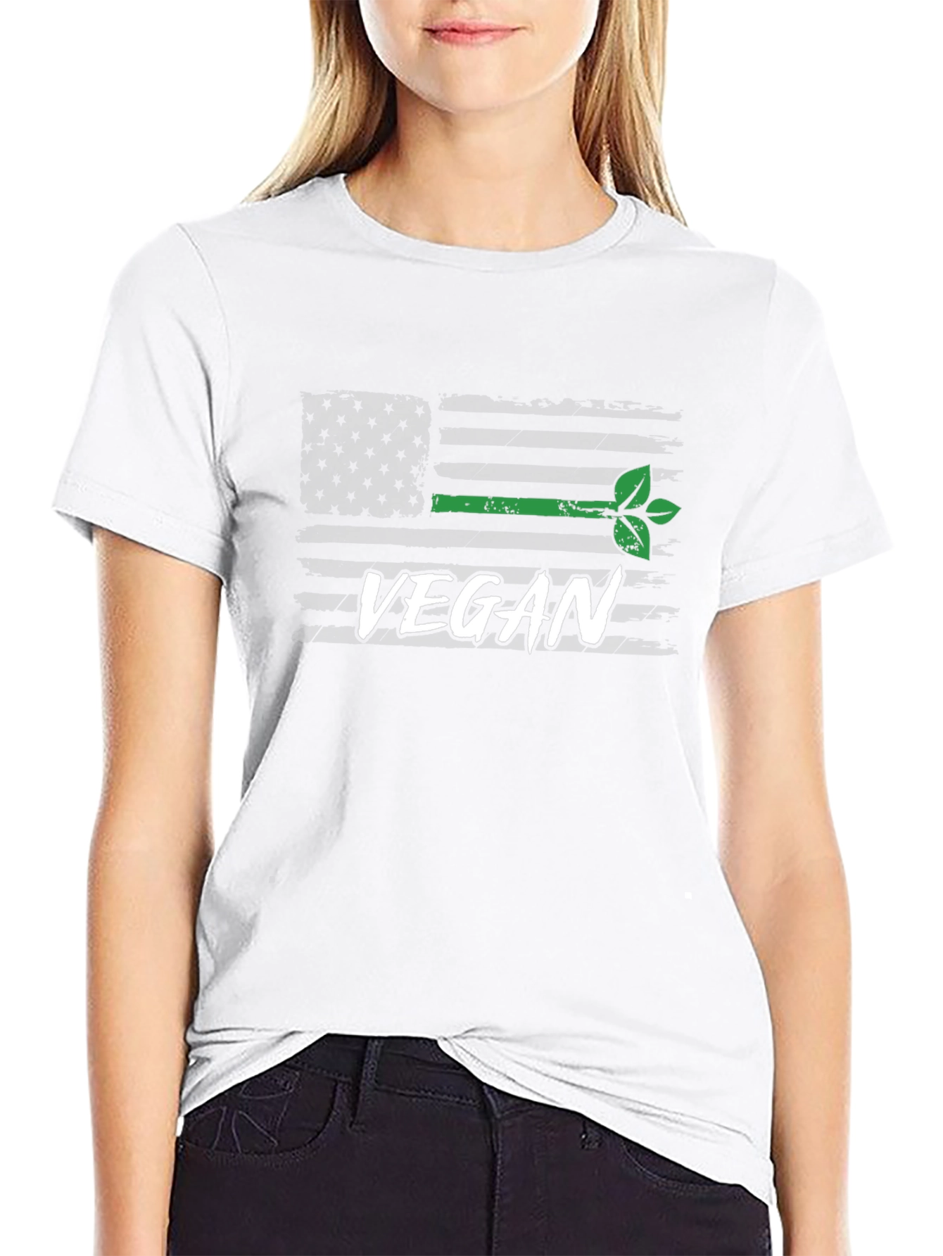 Vegan USA Flag Graphic T-Shirt