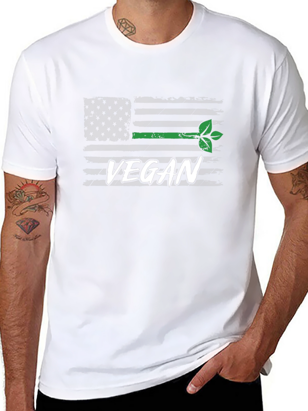 Vegan USA Flag Graphic T-Shirt