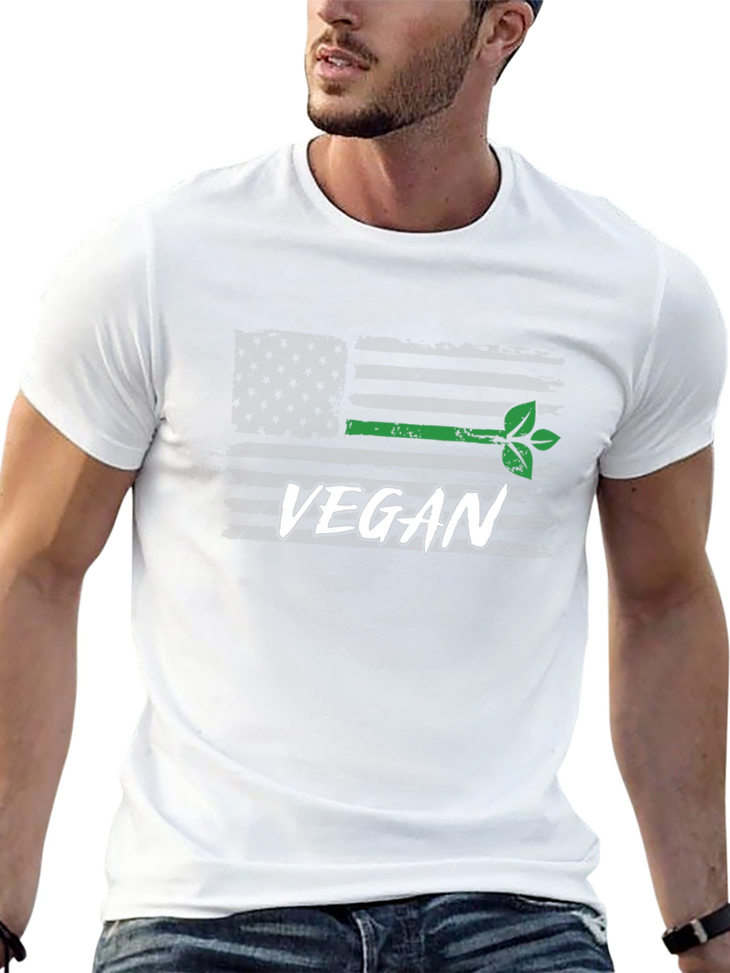 Vegan USA Flag Graphic T-Shirt