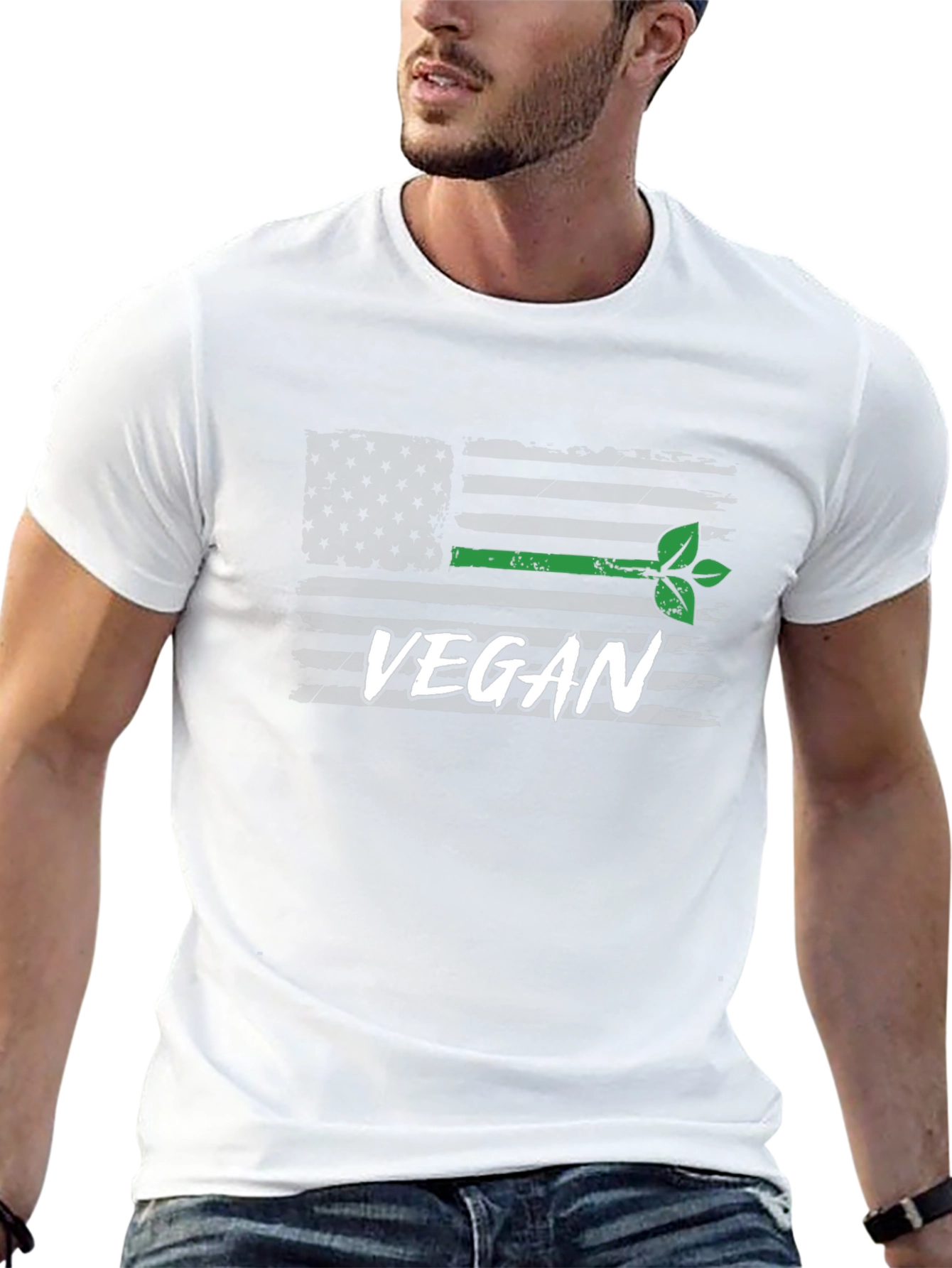 Vegan USA Flag Graphic T-Shirt