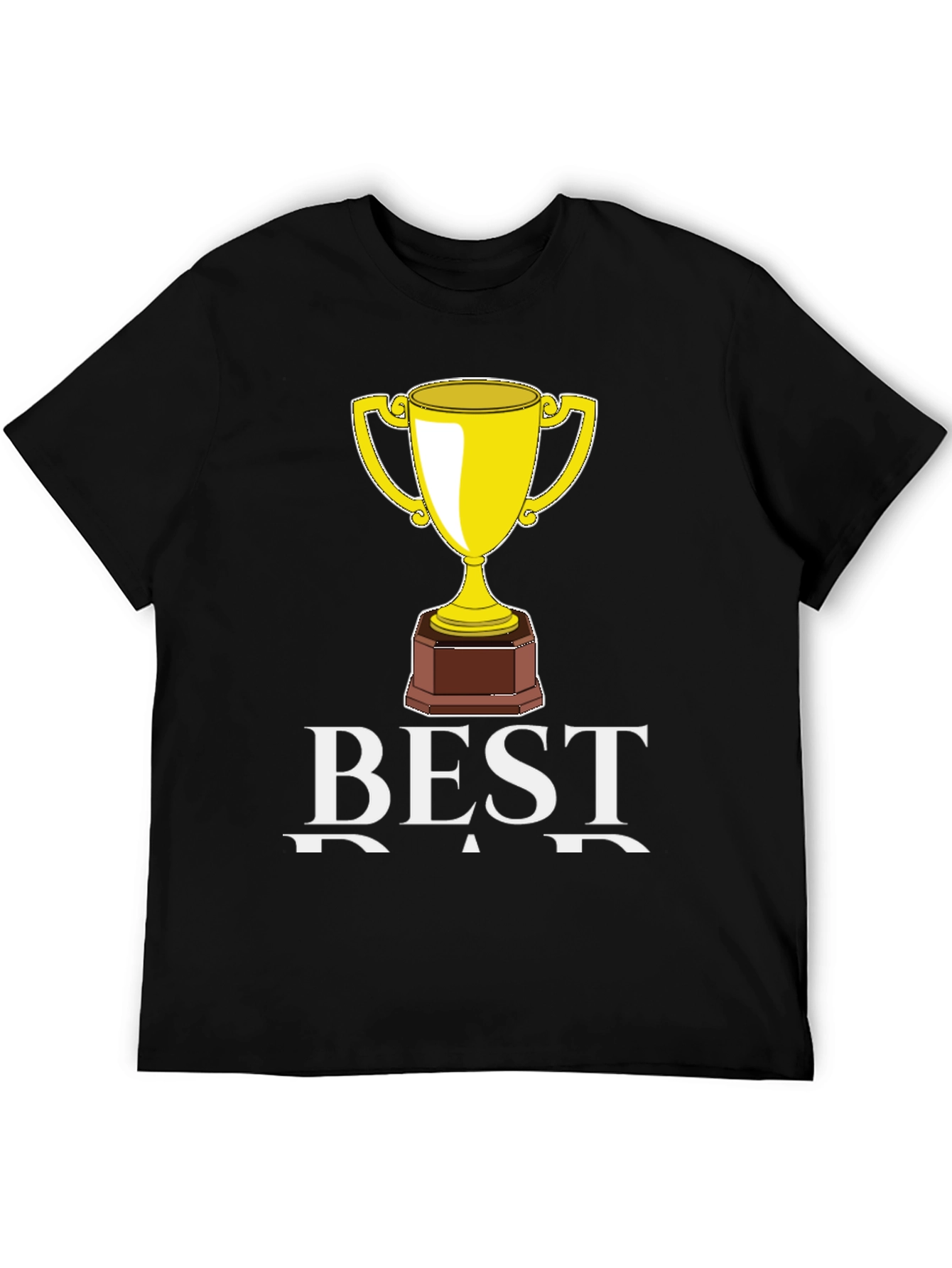 Best Dad Trophy Graphic Tee - Black Cotton T-Shirt