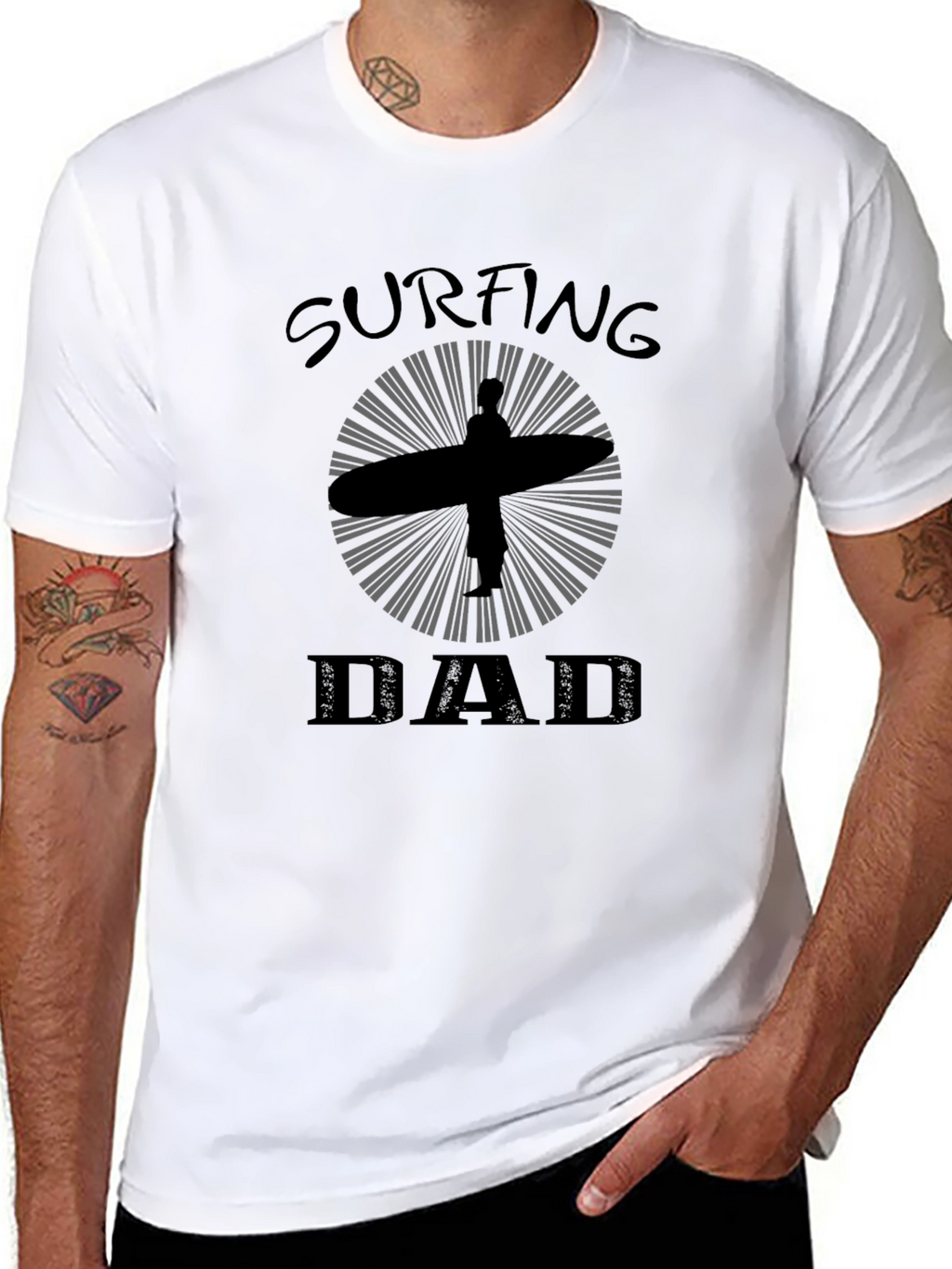 Surfing Dad Graphic T-Shirt - Black