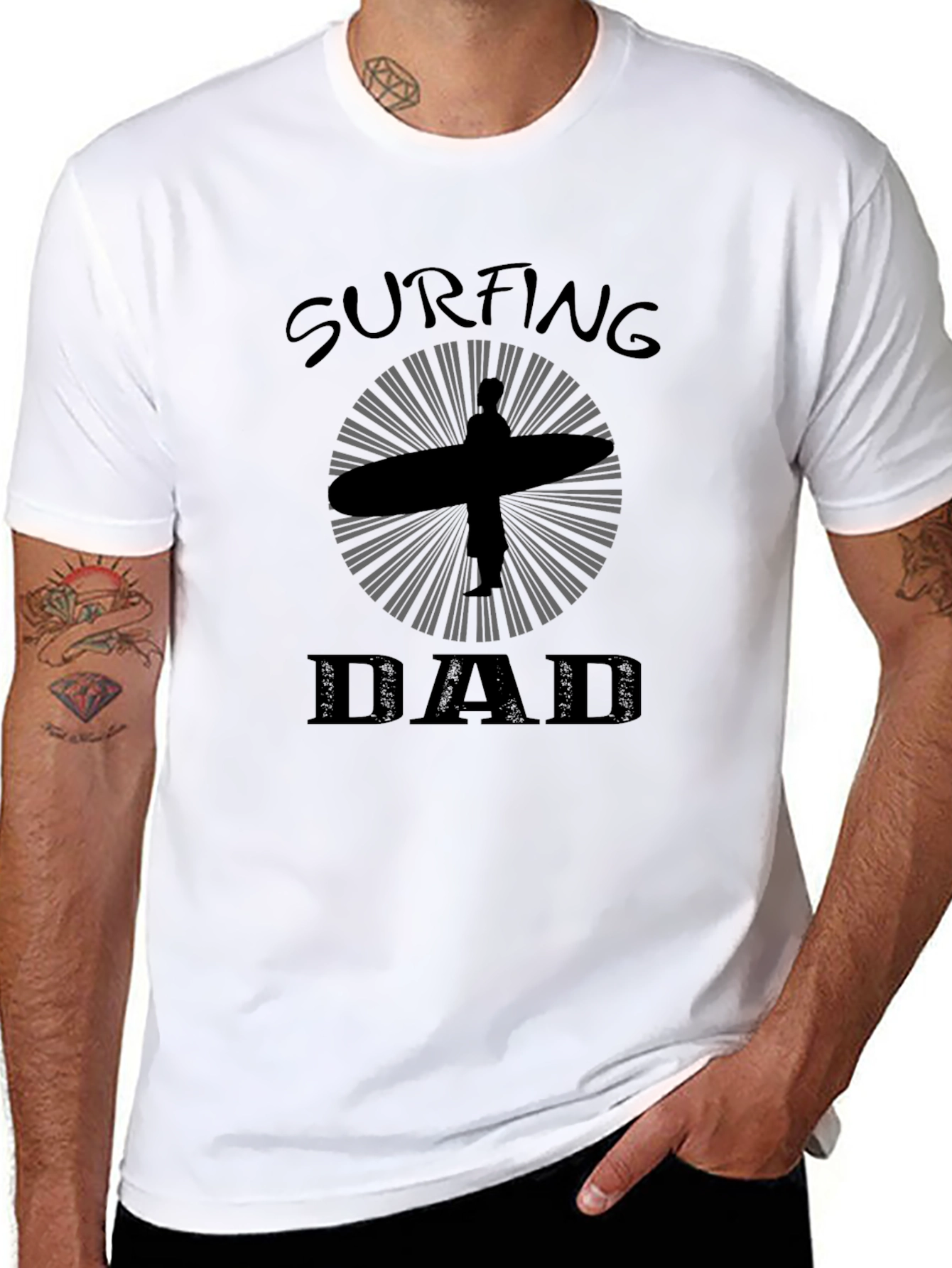 Surfing Dad Graphic T-Shirt - Black