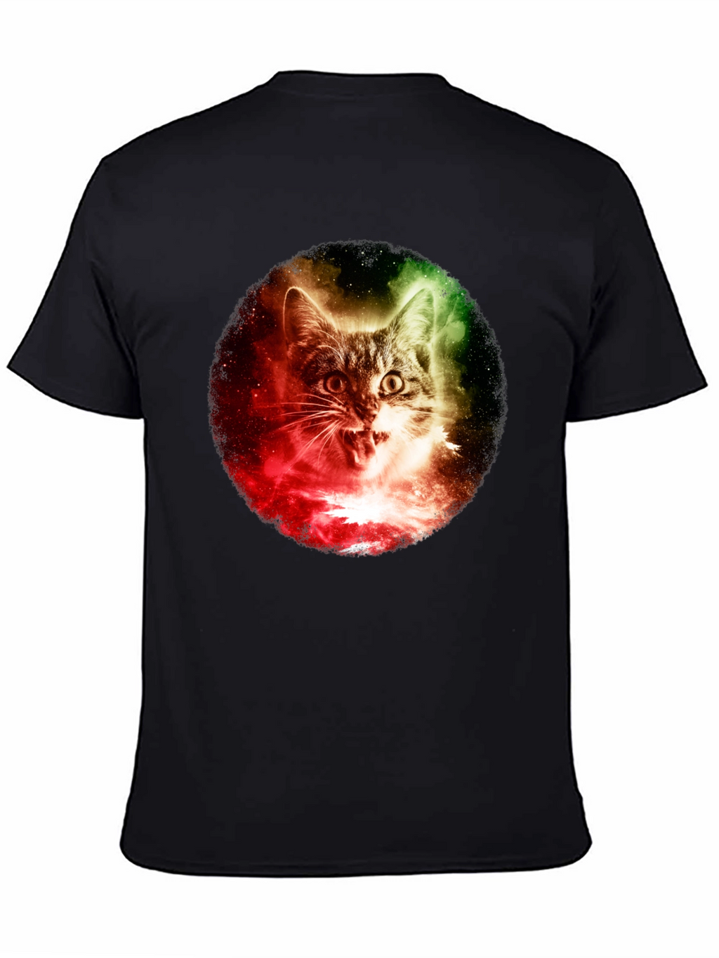 Cosmic Cat Graphic T-Shirt - Black
