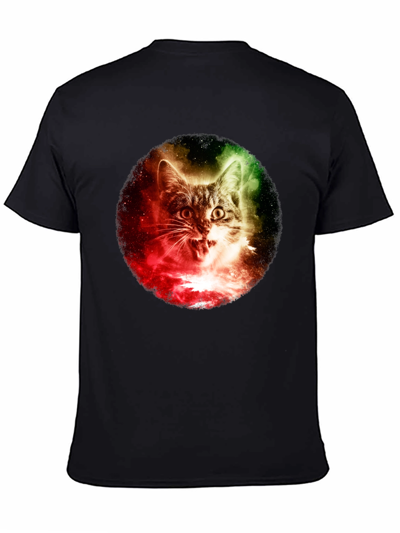 Cosmic Cat Graphic T-Shirt - Black
