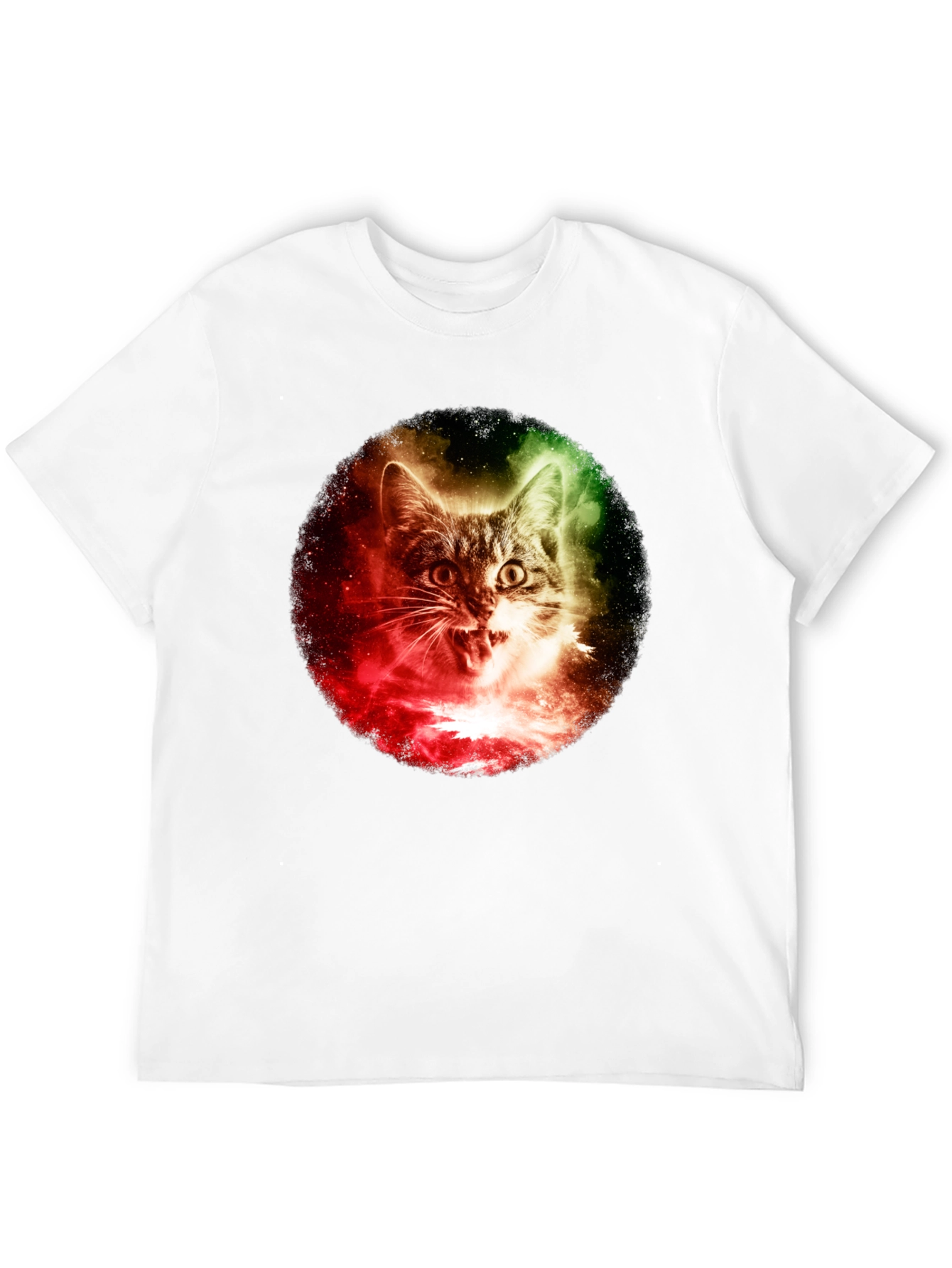 Cosmic Cat Graphic T-Shirt - Black
