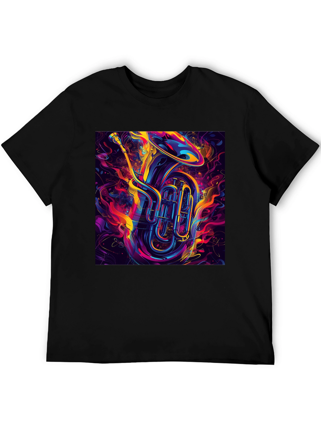 Vibrant Tuba Graphic Tee - Musical Instrument Shirt