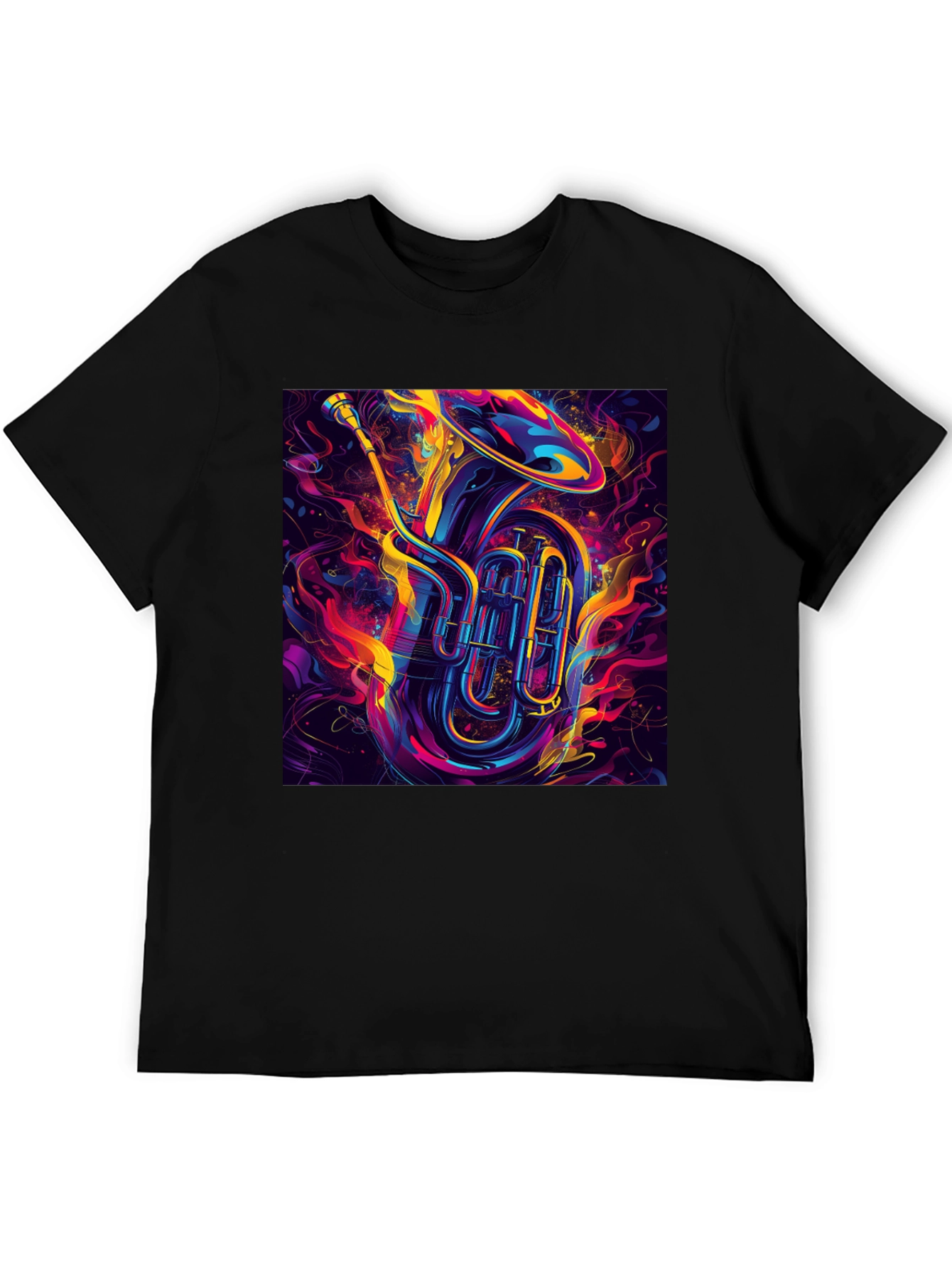 Vibrant Tuba Graphic Tee - Musical Instrument Shirt
