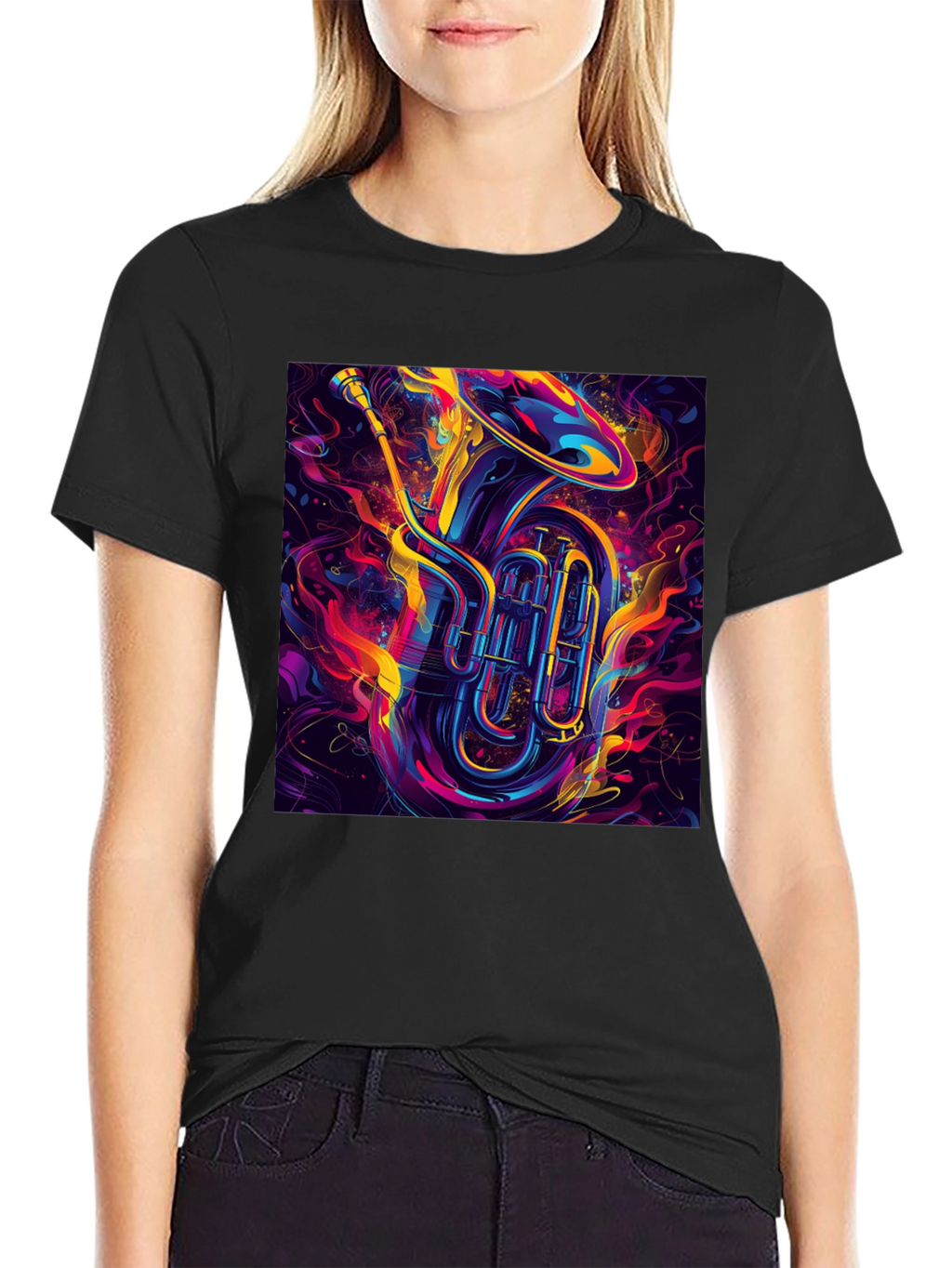 Vibrant Tuba Graphic Tee - Musical Instrument Shirt