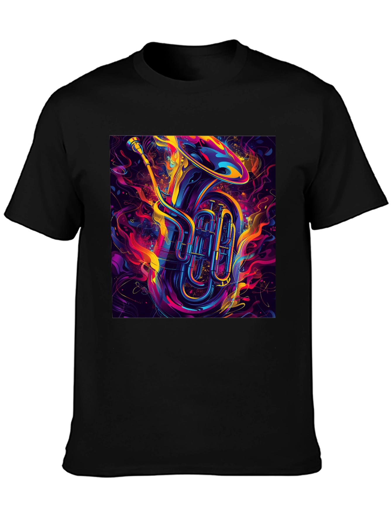 Vibrant Tuba Graphic Tee - Musical Instrument Shirt