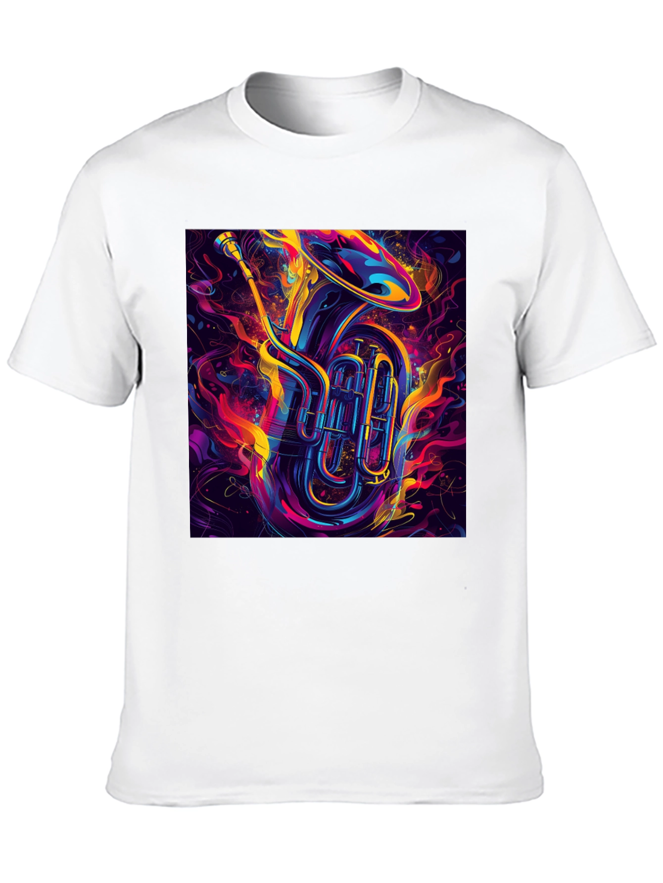 Vibrant Tuba Graphic Tee - Musical Instrument Shirt