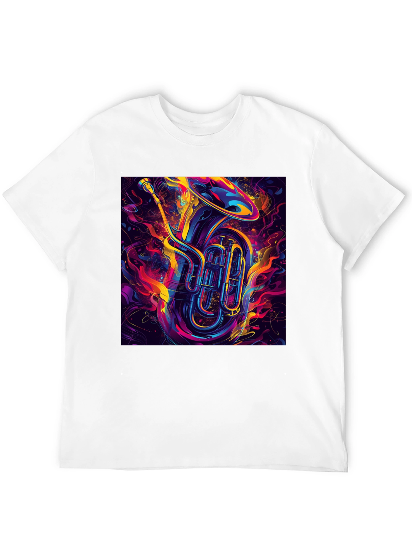 Vibrant Tuba Graphic Tee - Musical Instrument Shirt