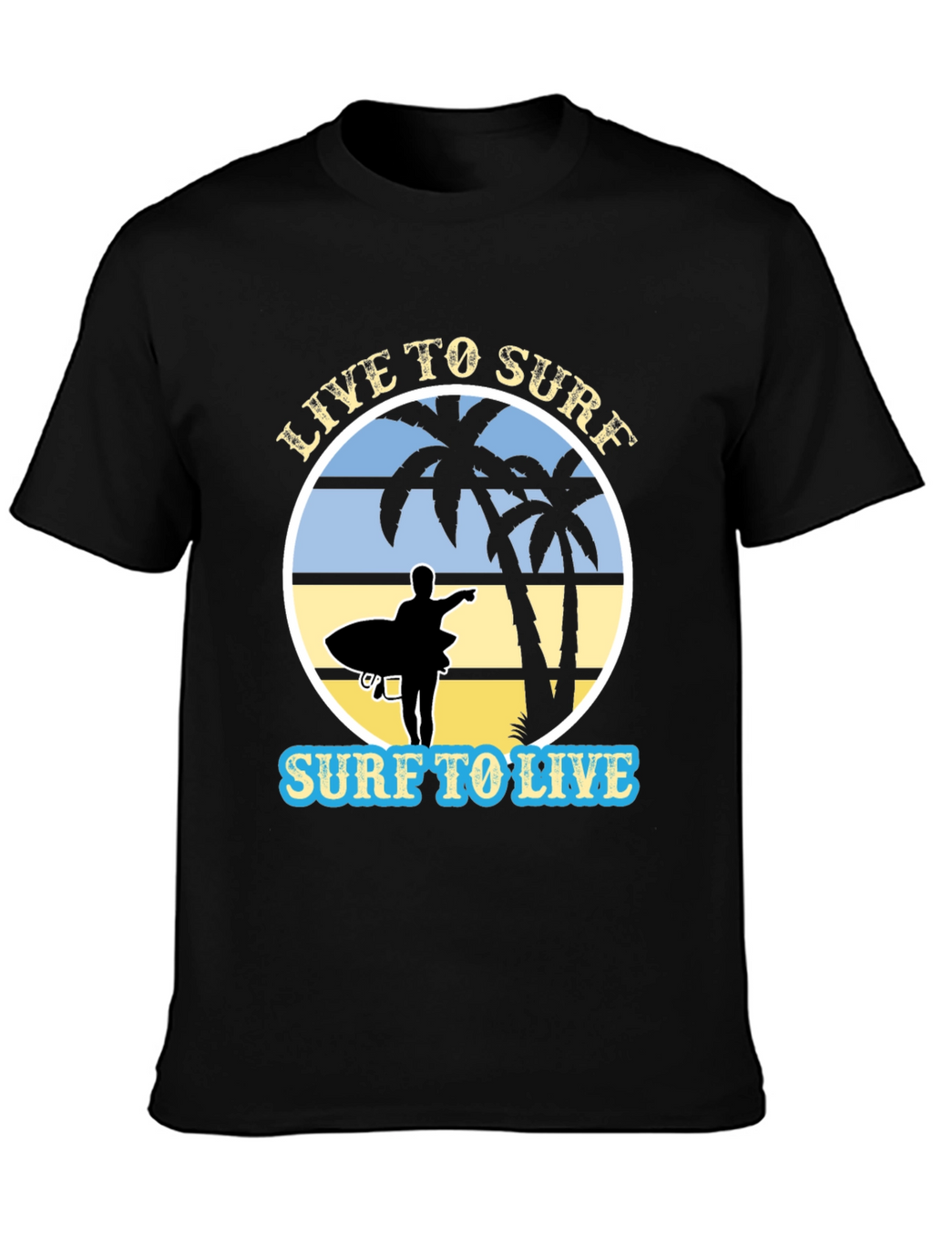 Live to Surf Black Graphic T-Shirt