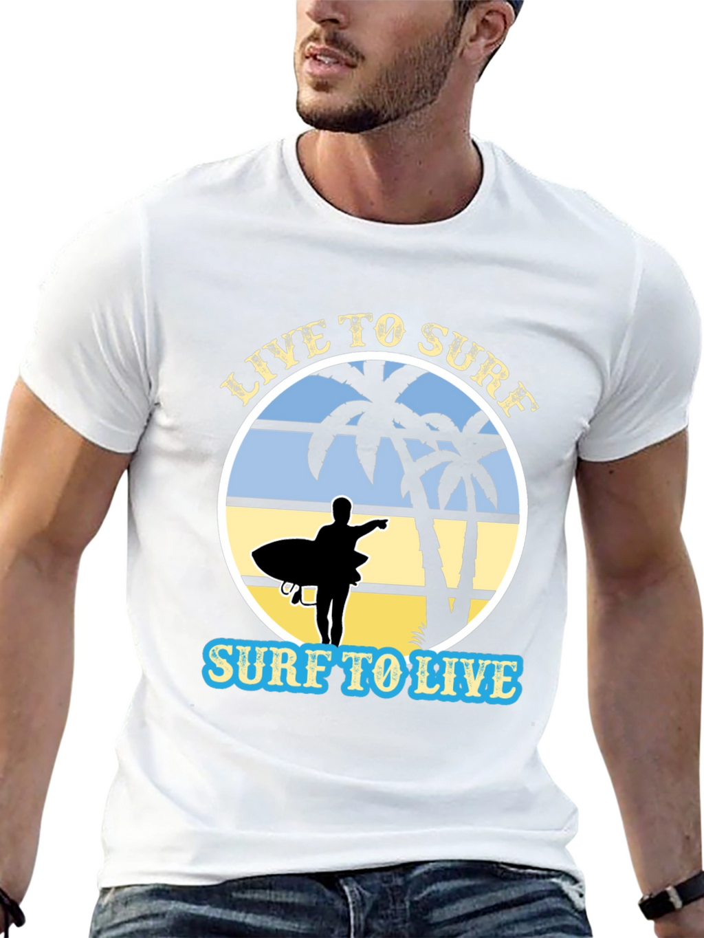 Live to Surf Black Graphic T-Shirt