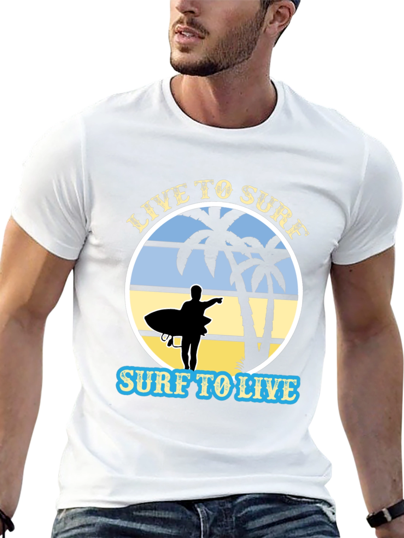 Live to Surf Black Graphic T-Shirt