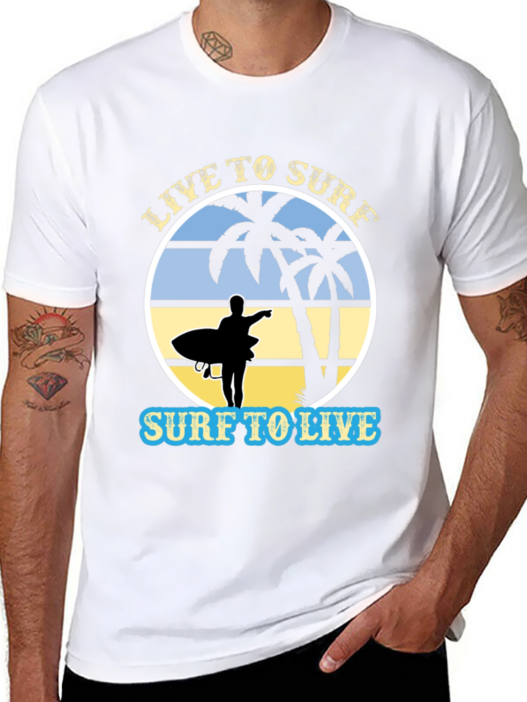 Live to Surf Black Graphic T-Shirt