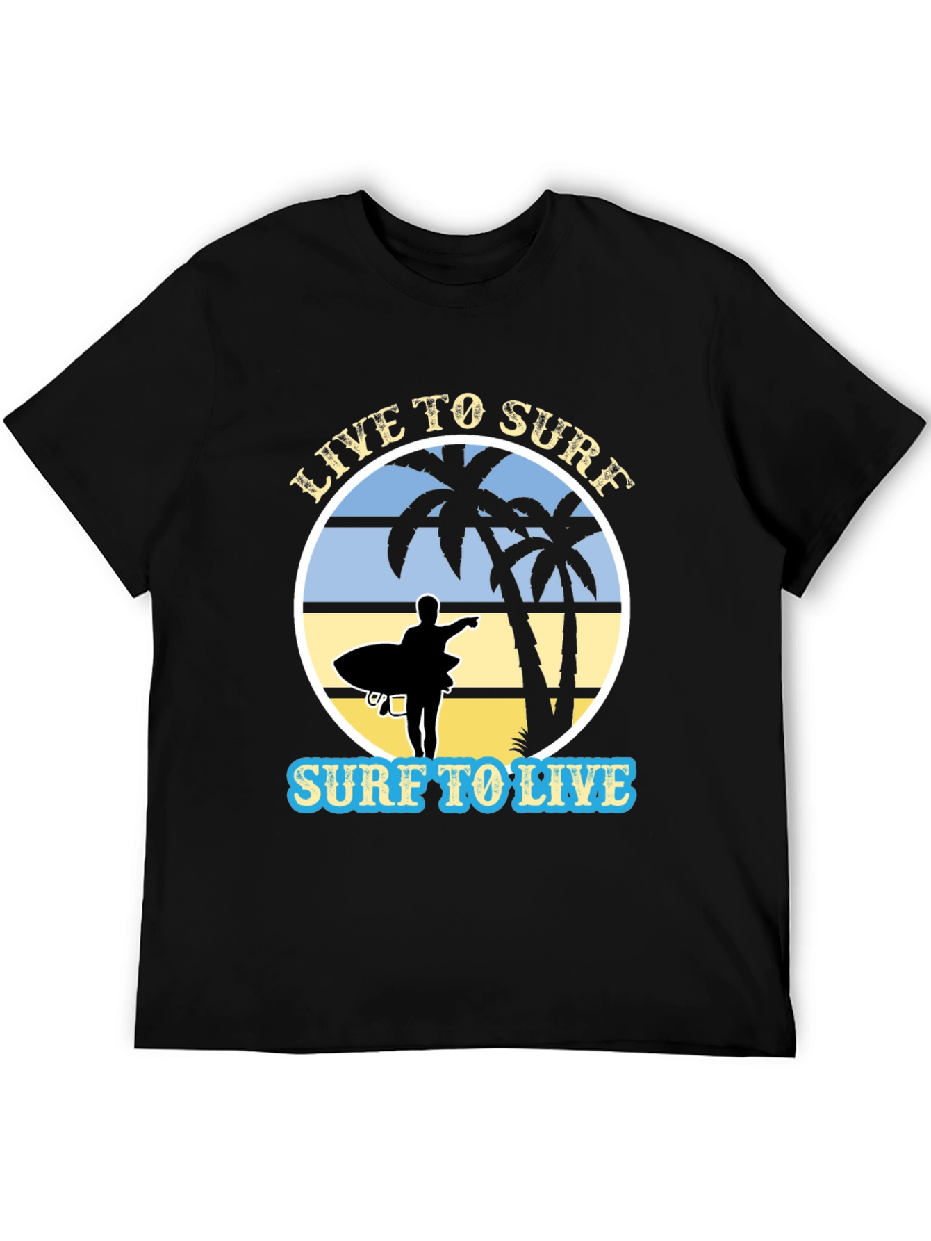 Live to Surf Black Graphic T-Shirt