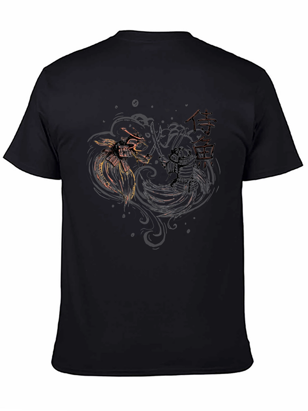 Samurai Dragon Duel Black T-Shirt