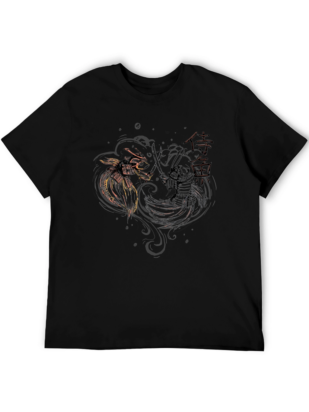 Samurai Dragon Duel Black T-Shirt