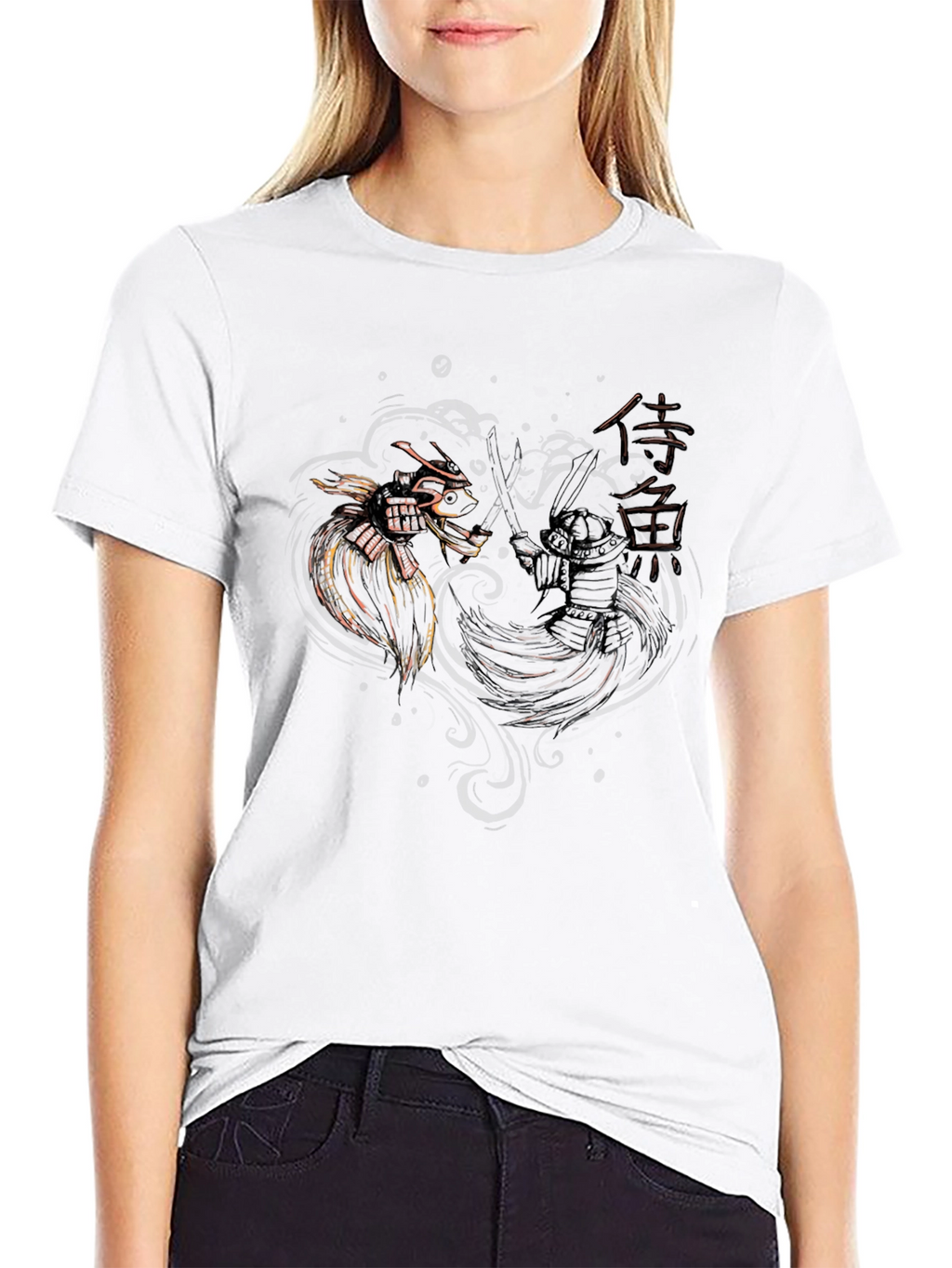 Samurai Dragon Duel Black T-Shirt