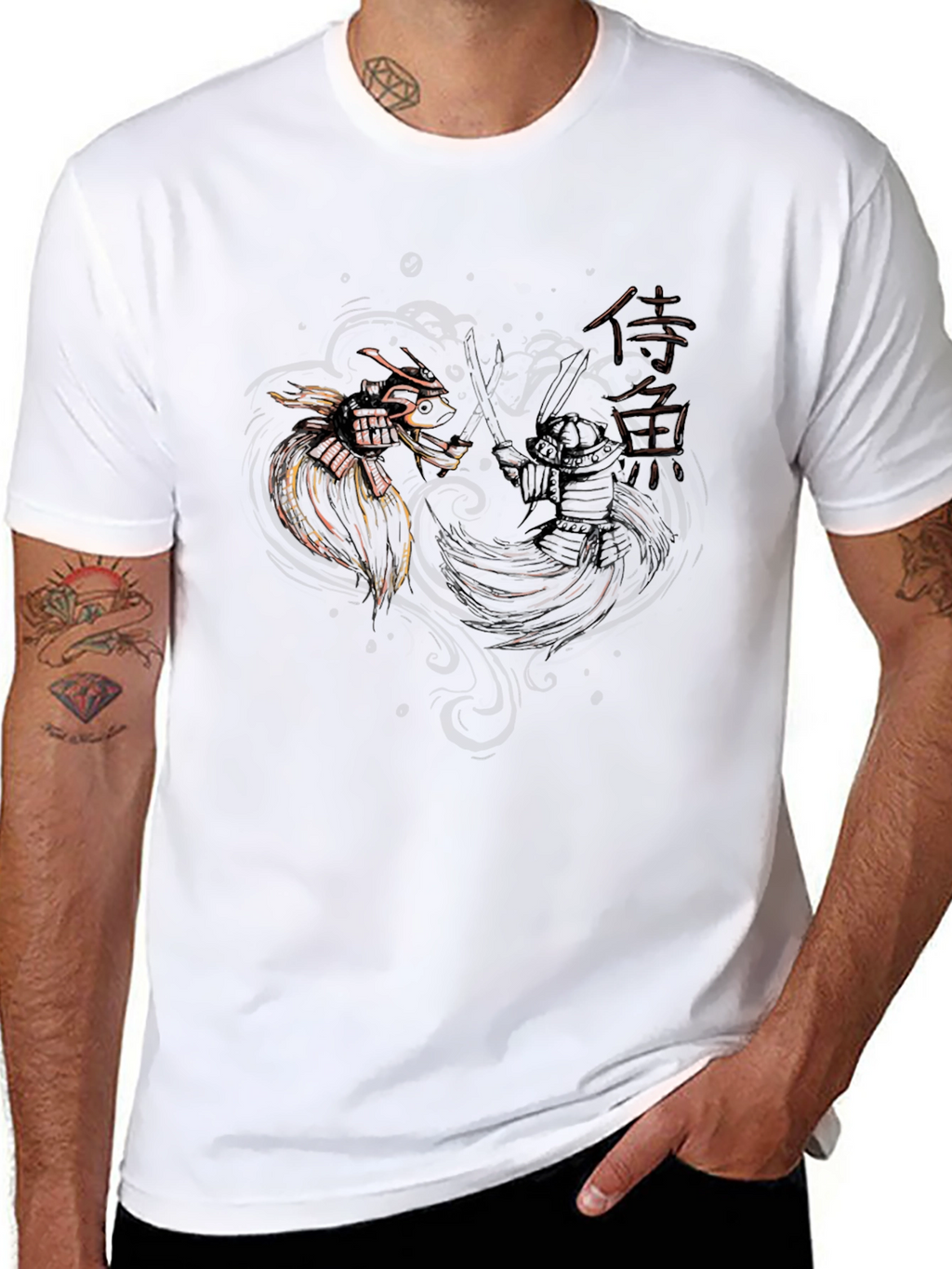 Samurai Dragon Duel Black T-Shirt