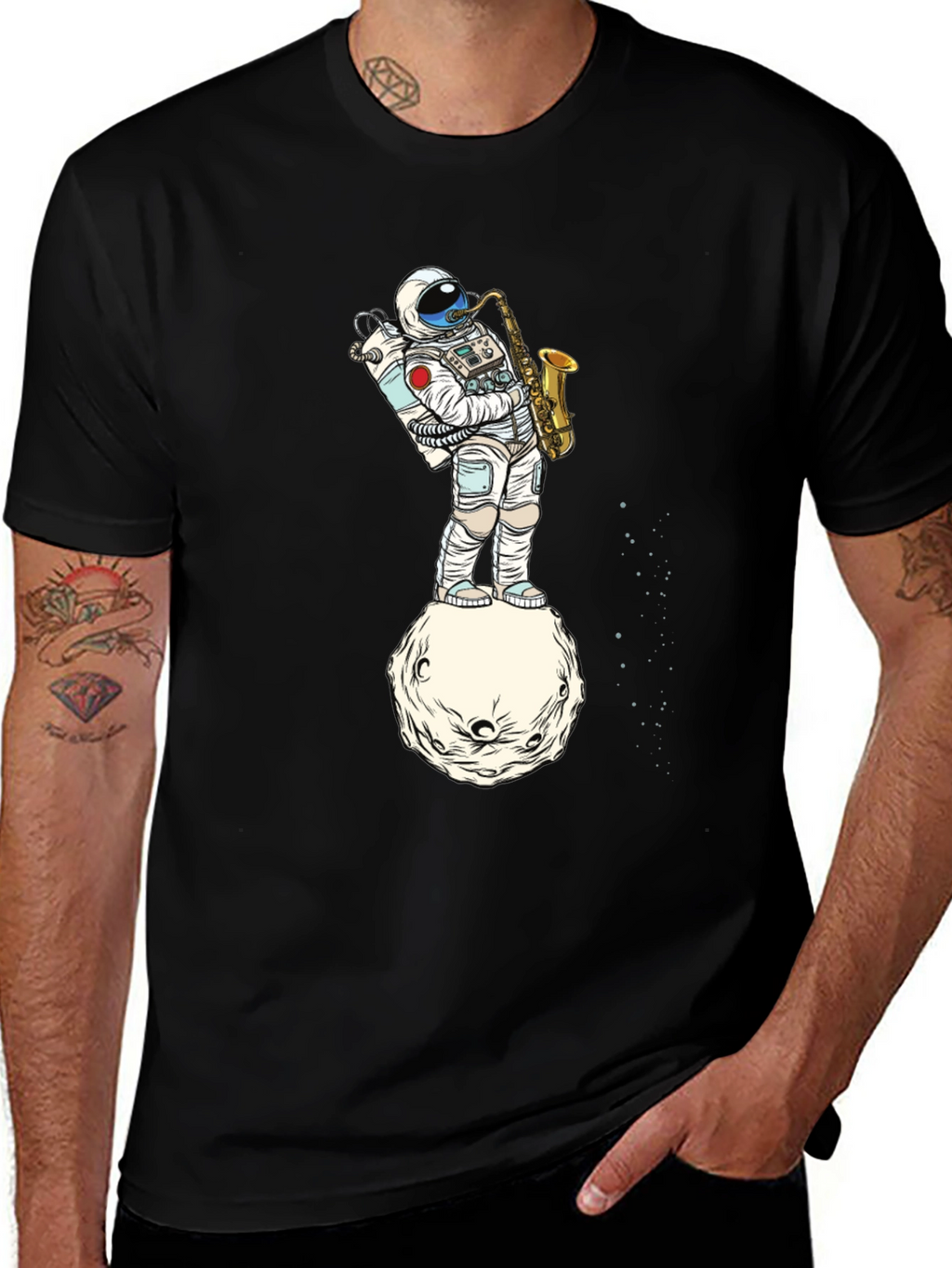 Astronaut Sax T-Shirt - Space Musician Tee