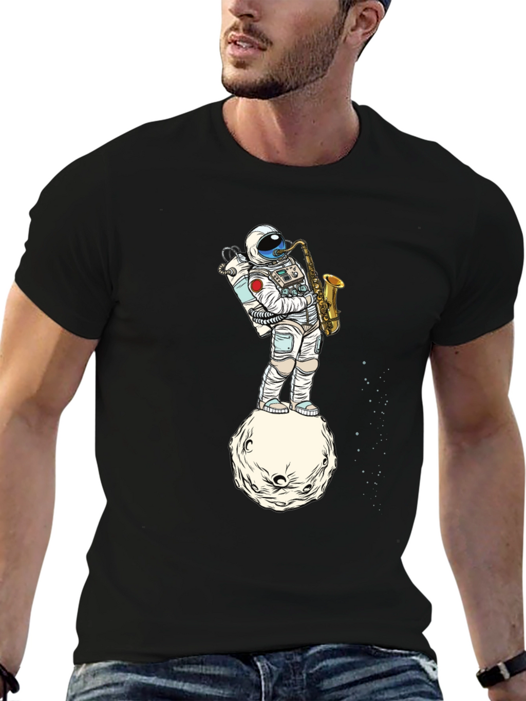 Astronaut Sax T-Shirt - Space Musician Tee