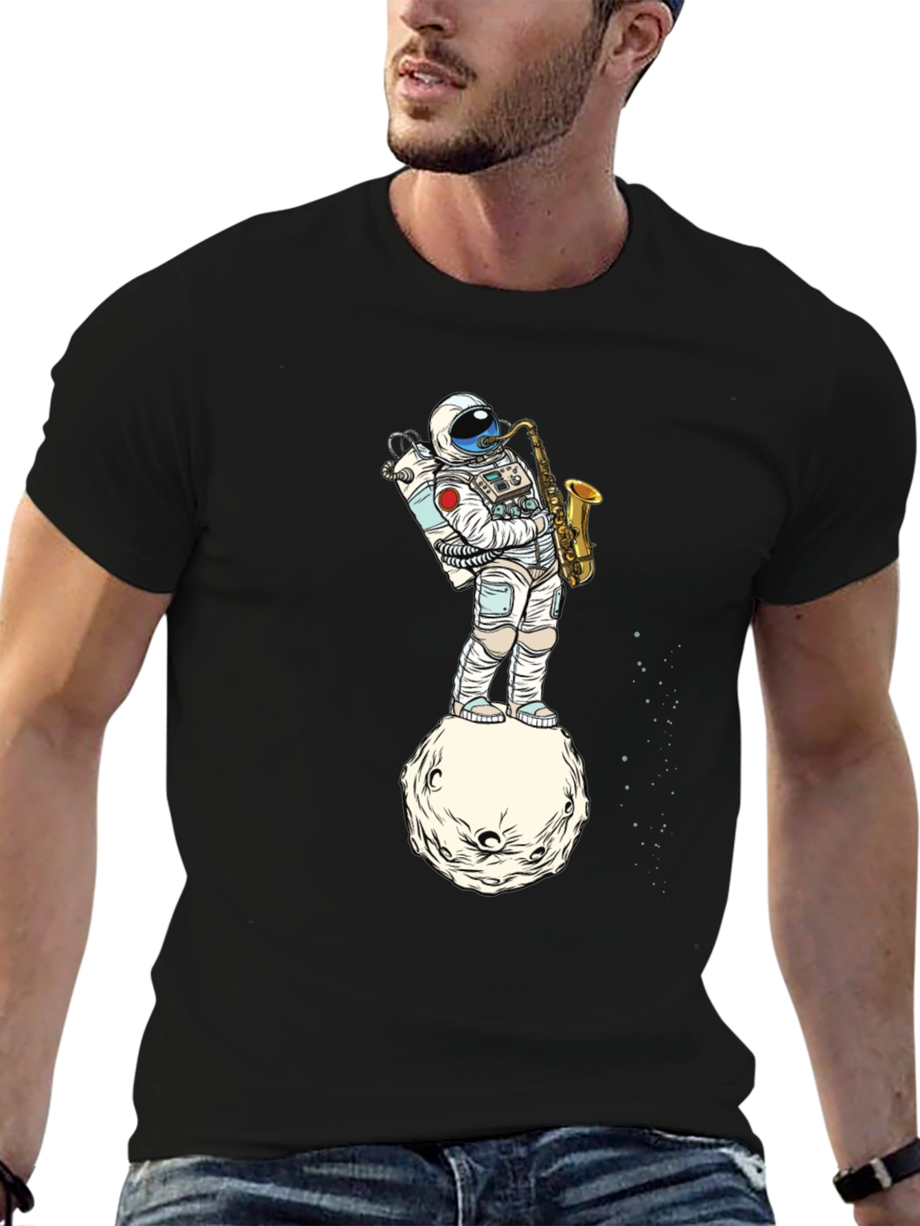 Astronaut Sax T-Shirt - Space Musician Tee