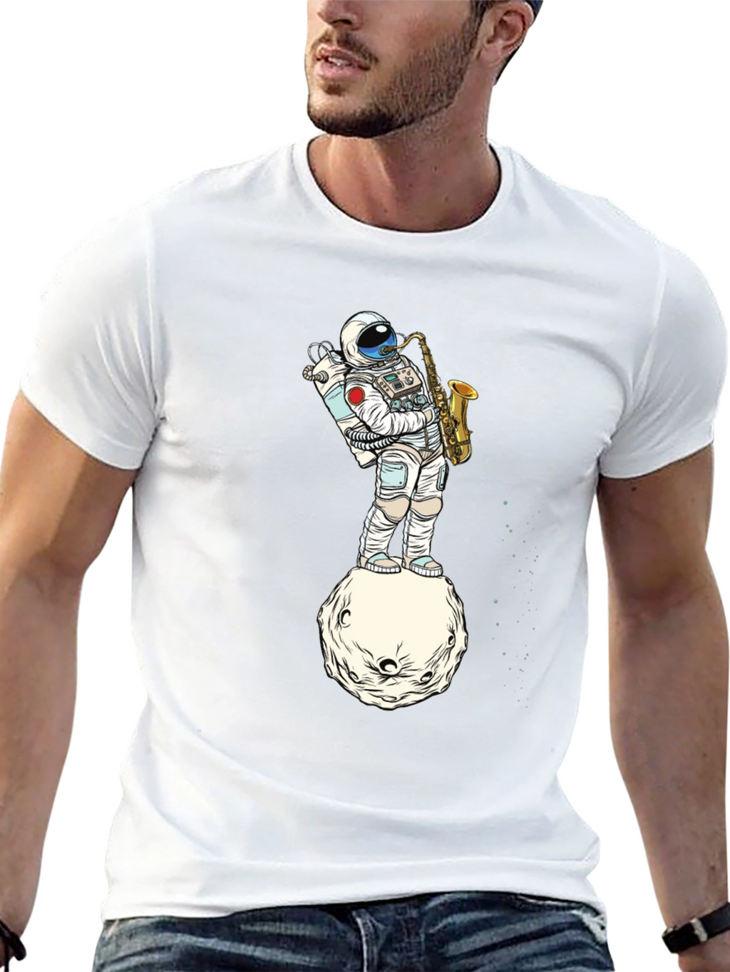 Astronaut Sax T-Shirt - Space Musician Tee