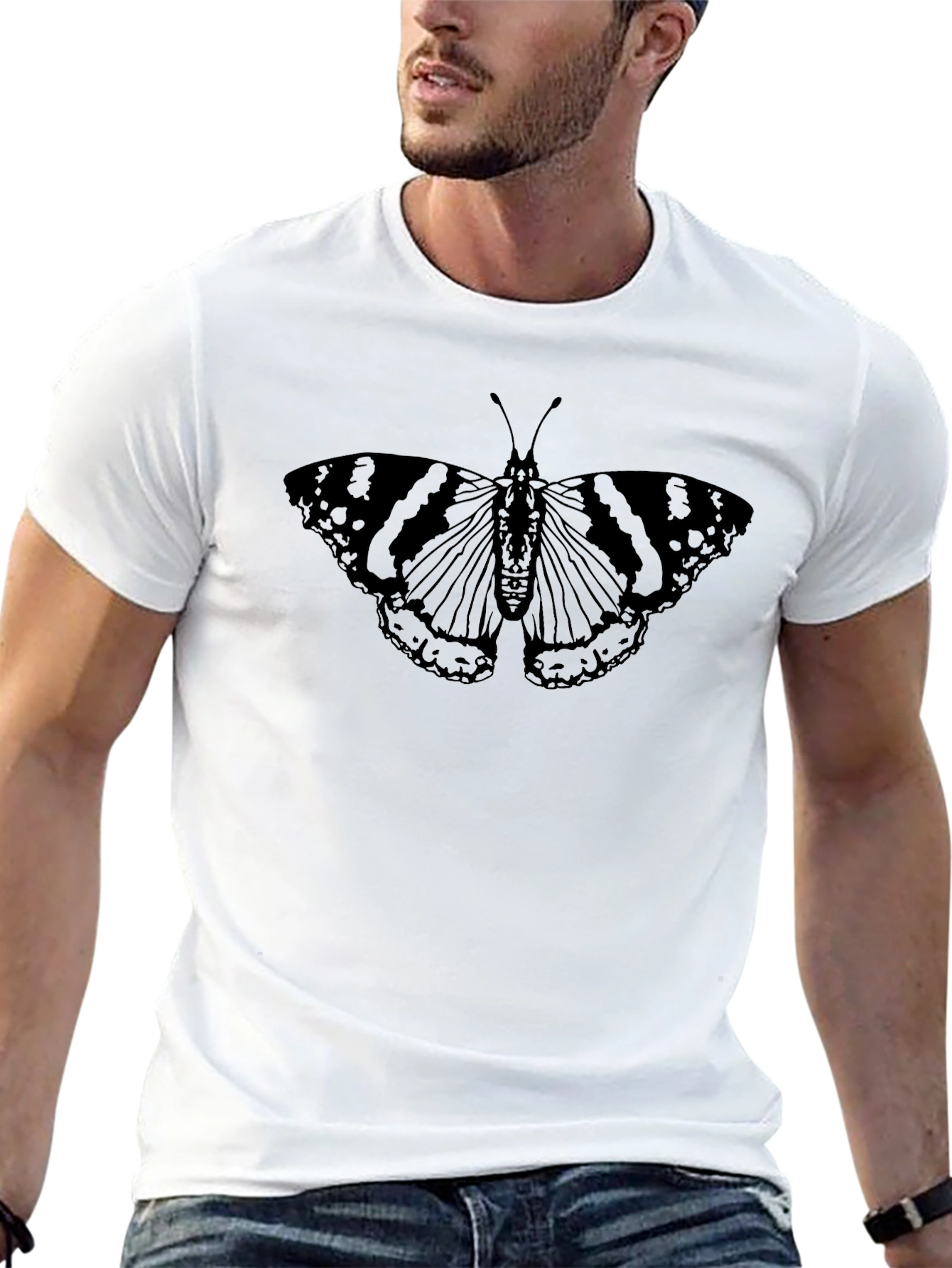 Butterfly Graphic Print Black T-Shirt