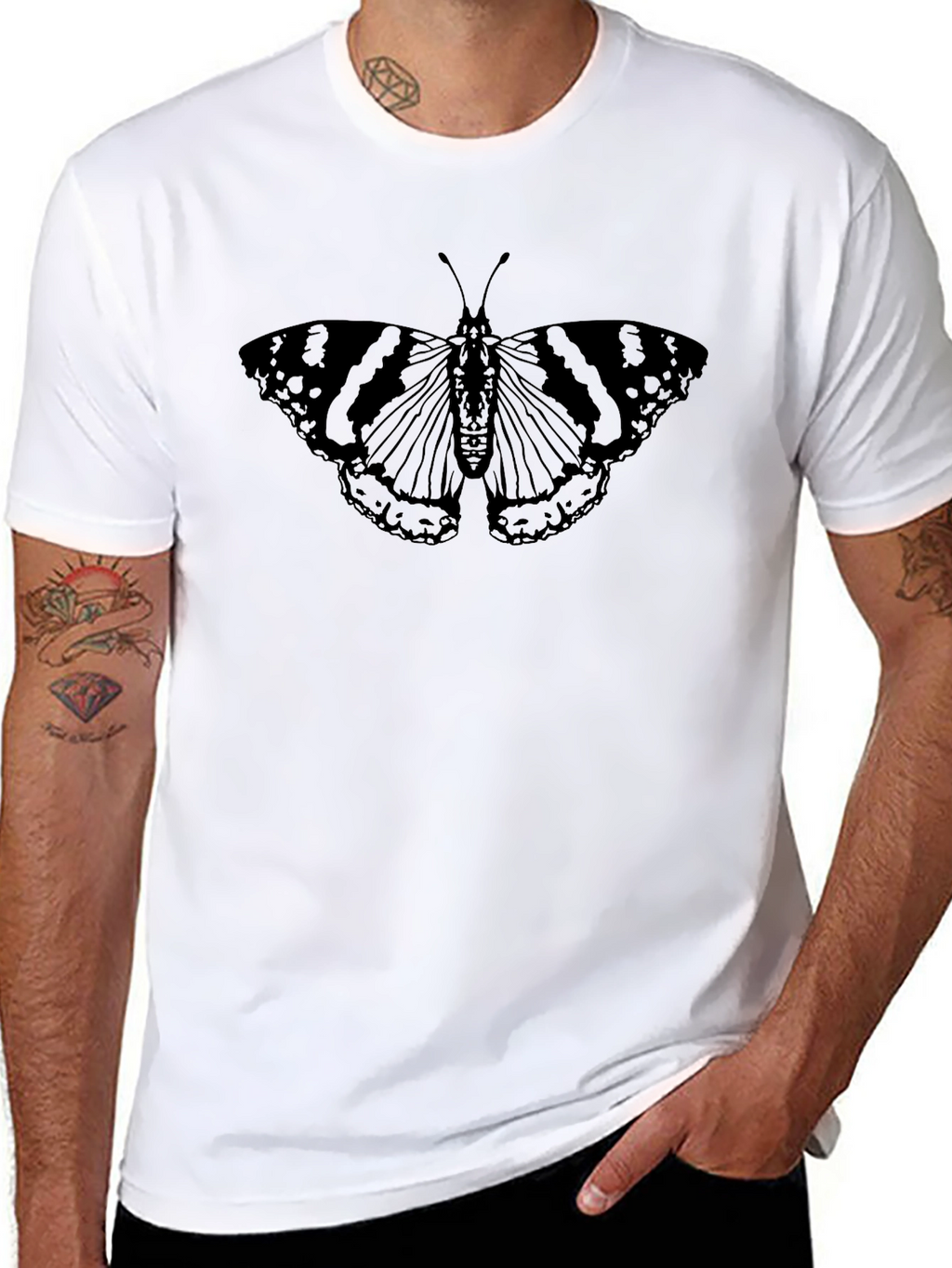 Butterfly Graphic Print Black T-Shirt