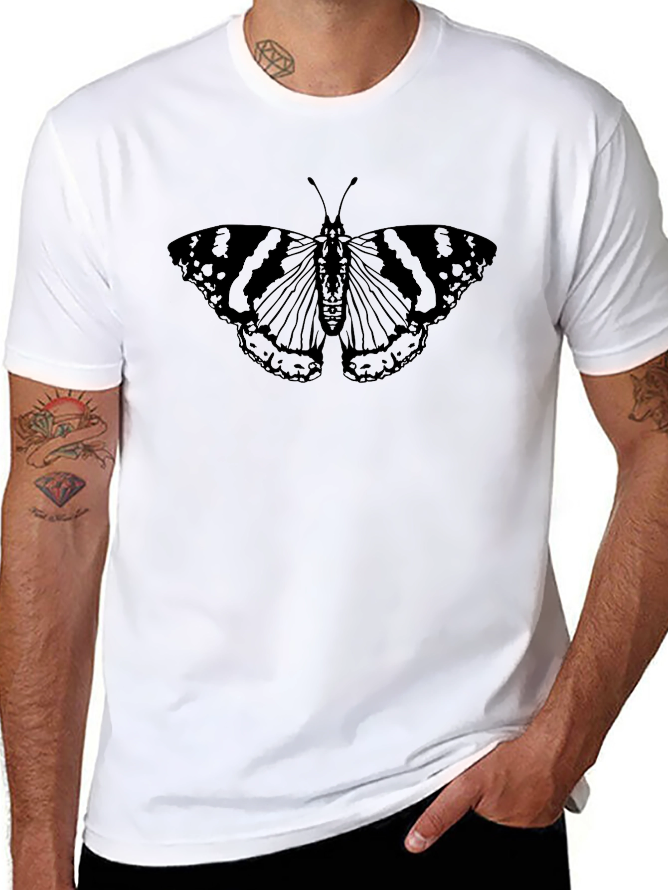 Butterfly Graphic Print Black T-Shirt