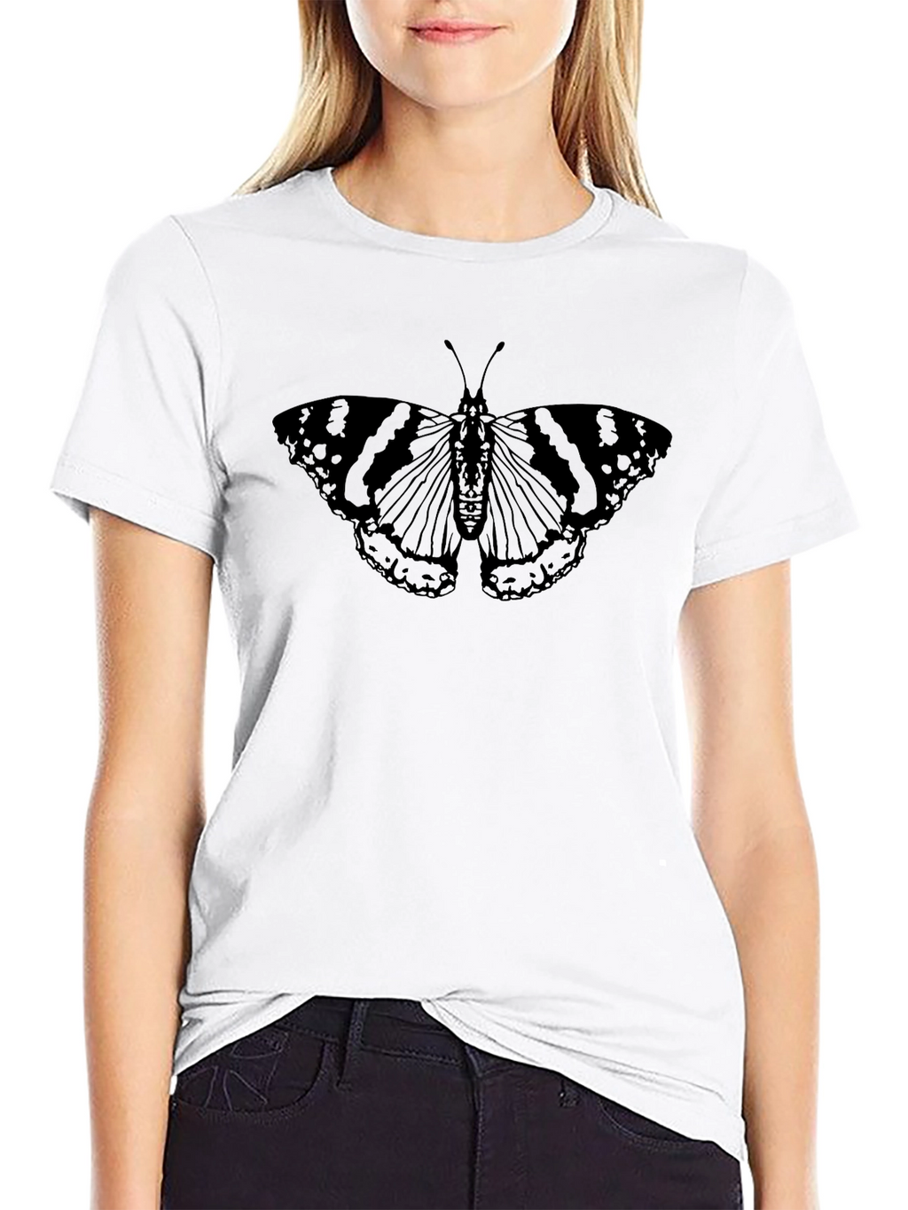 Butterfly Graphic Print Black T-Shirt