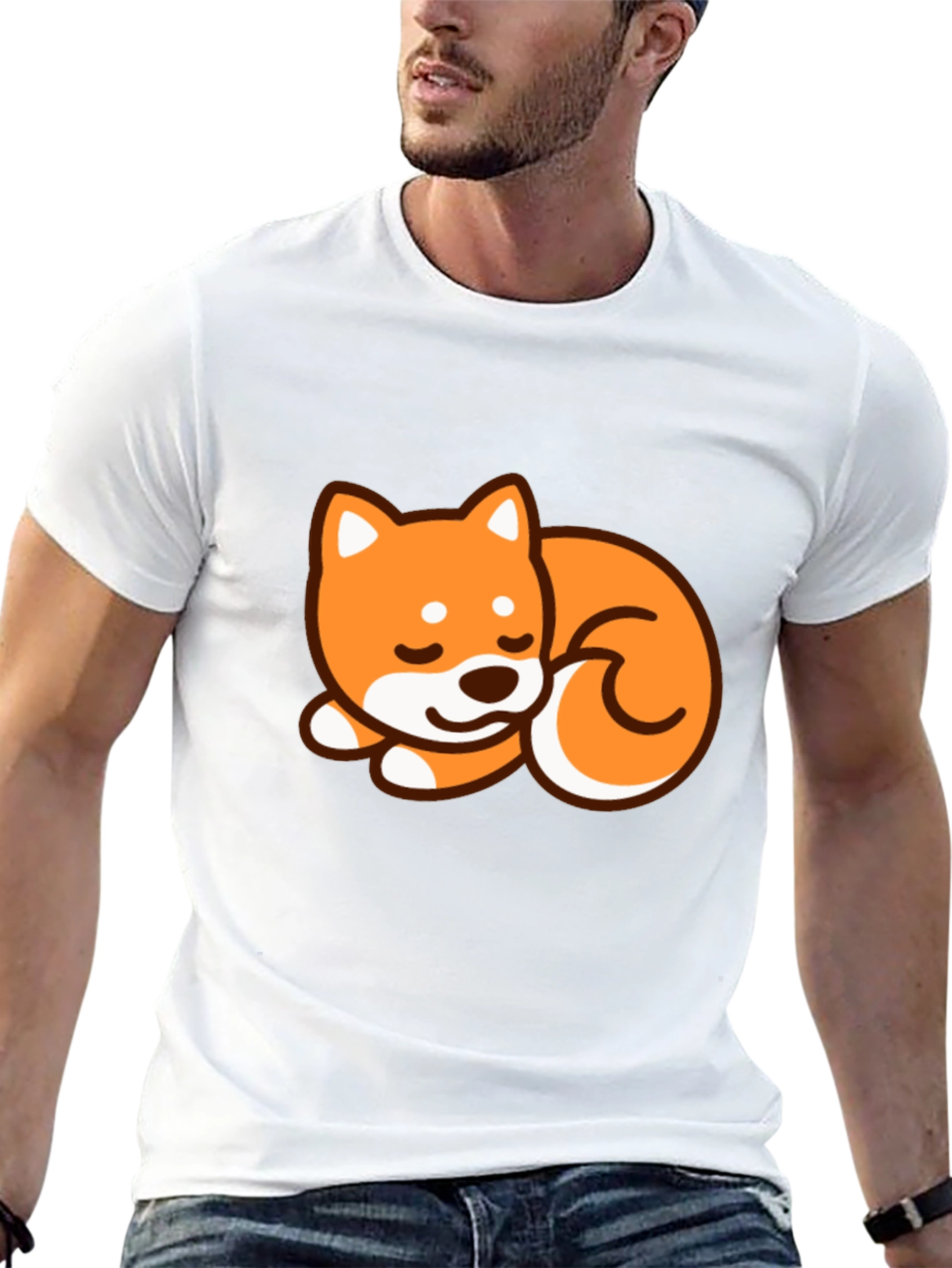 Cute Shiba Inu Dog Graphic T-Shirt - Black
