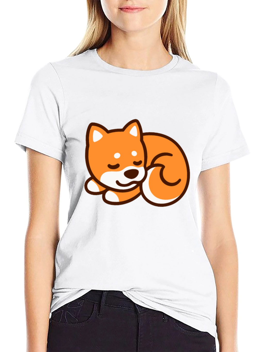 Cute Shiba Inu Dog Graphic T-Shirt - Black