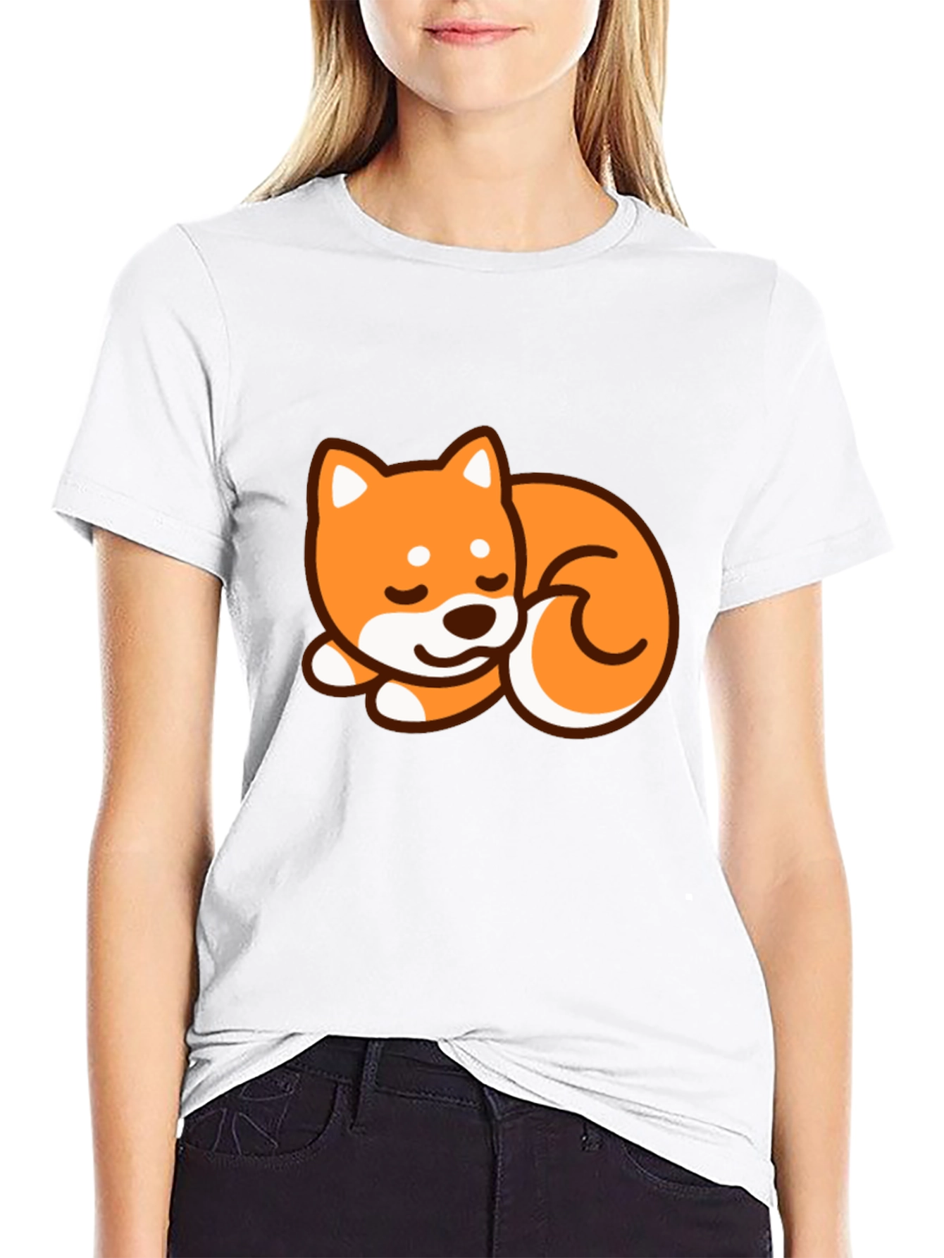 Cute Shiba Inu Dog Graphic T-Shirt - Black
