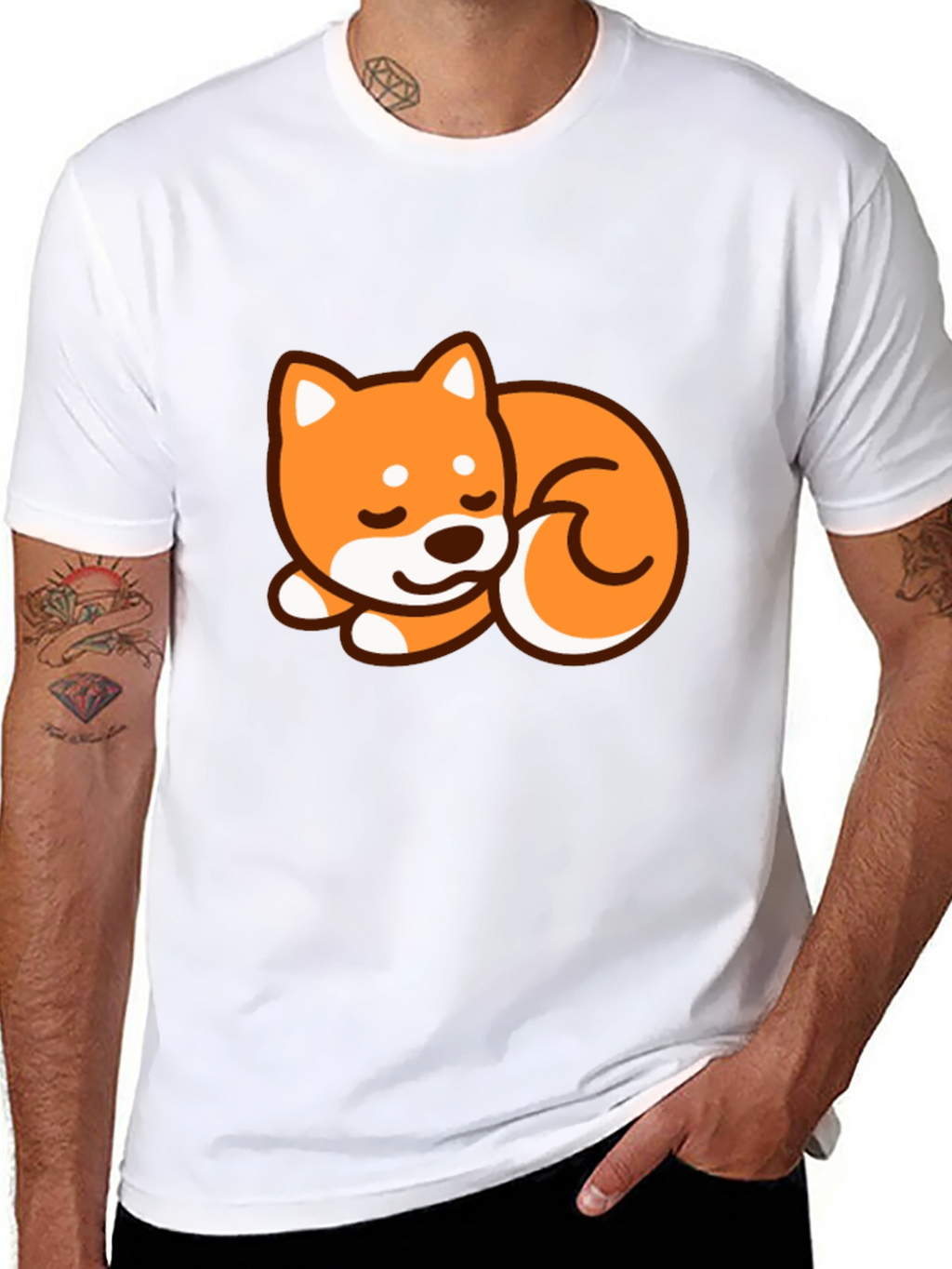 Cute Shiba Inu Dog Graphic T-Shirt - Black