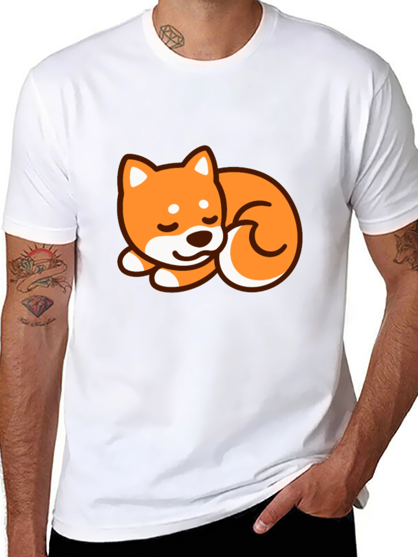 Cute Shiba Inu Dog Graphic T-Shirt - Black