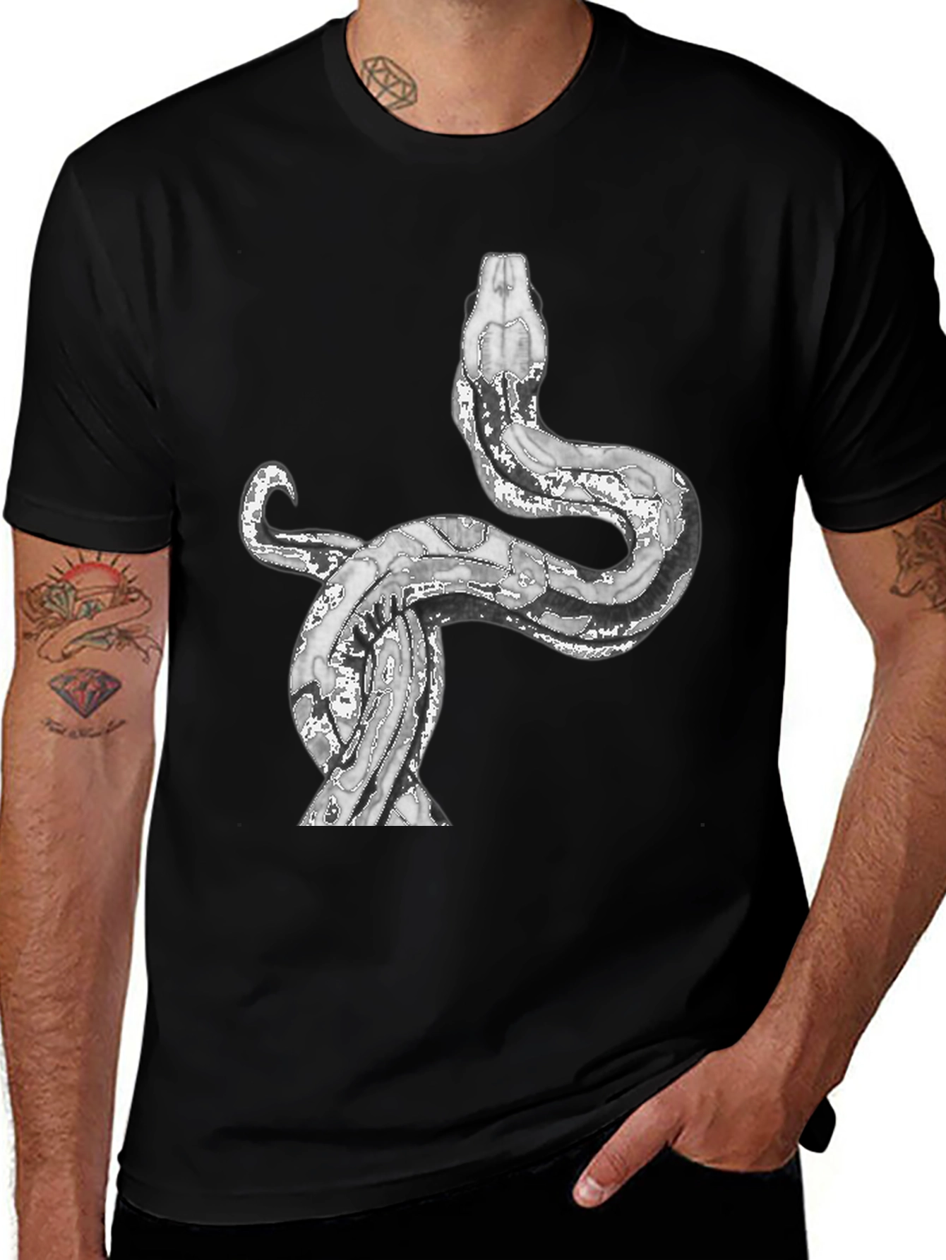 Snake Graphic Tee - Black Cotton Blend